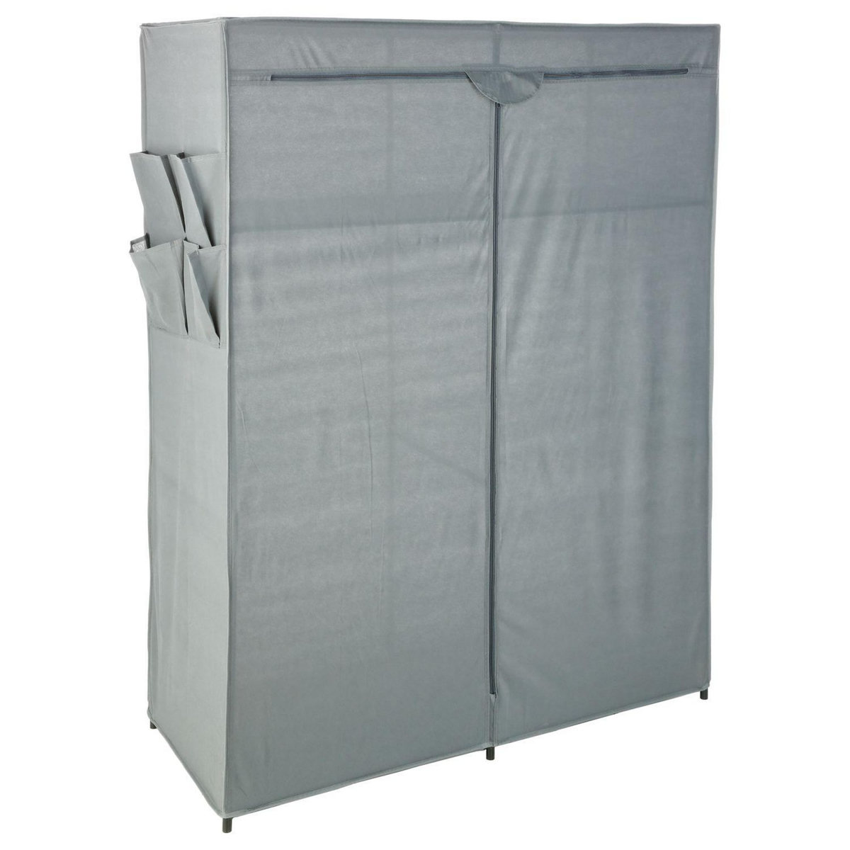 FIVE Armoire en tissu avec 2 penderies, 2 étagères et poches de rangement - Gris anthracite