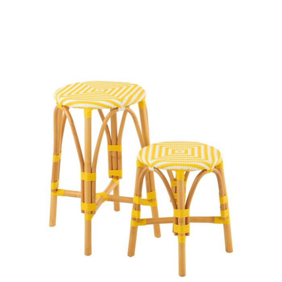 Paris Prix Tabouret en Rotin  Danial  44cm Jaune