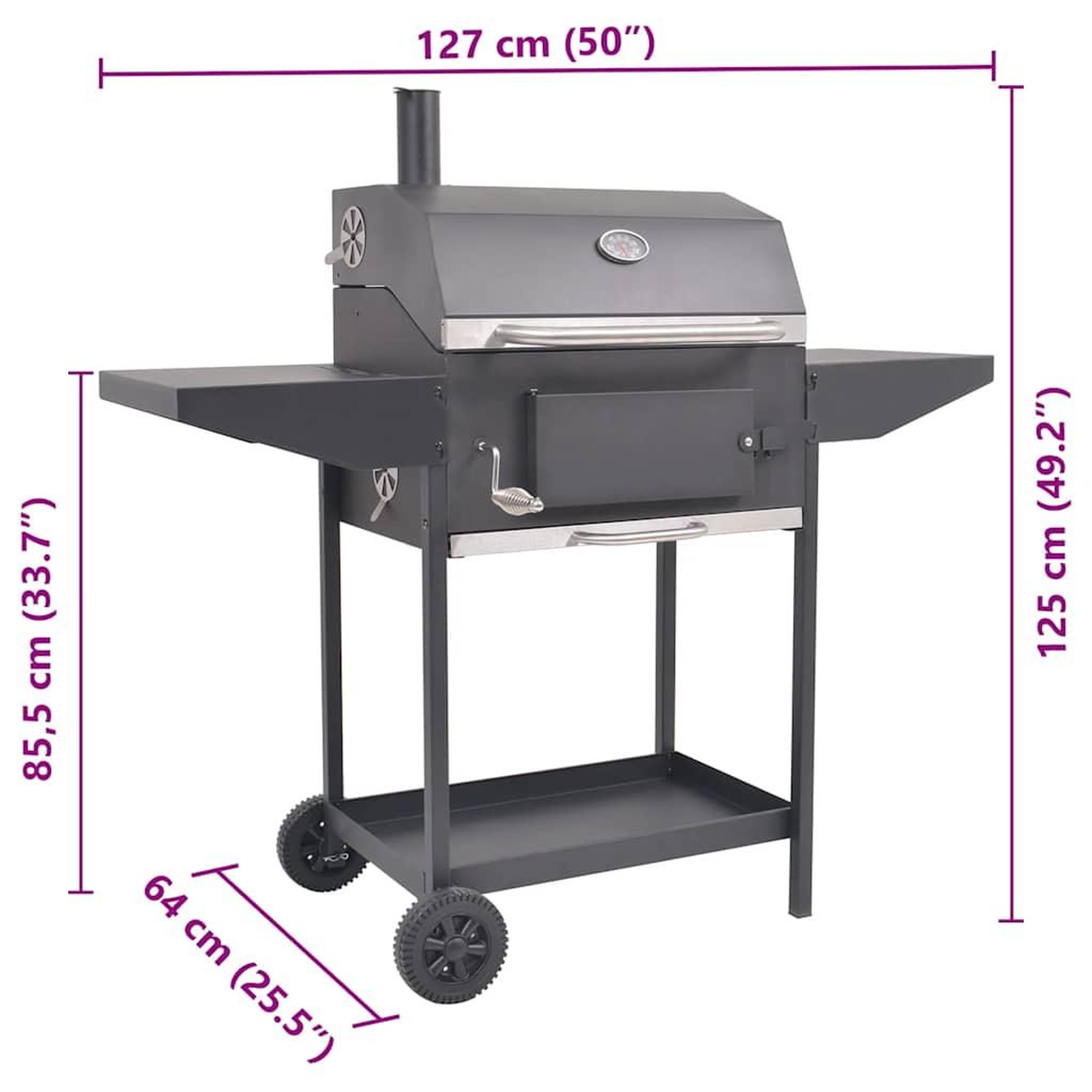 Voir la diapositive 6 : VIDAXL Barbecue au charbon de bois avec etagere inferieure Noir