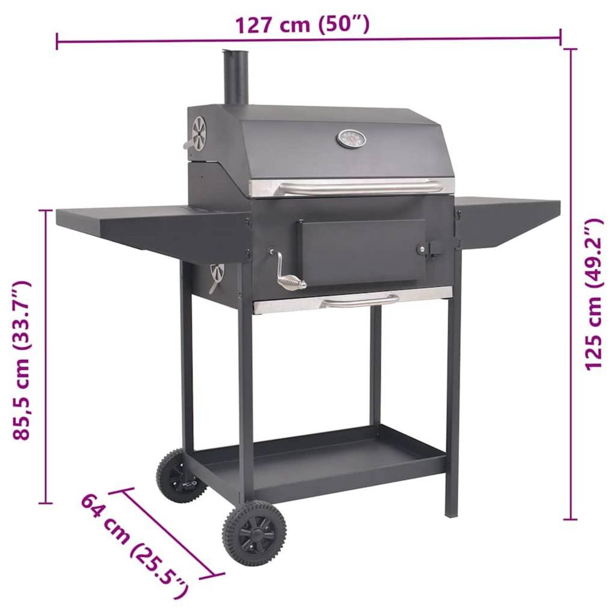 VIDAXL Barbecue au charbon de bois avec etagere inferieure Noir