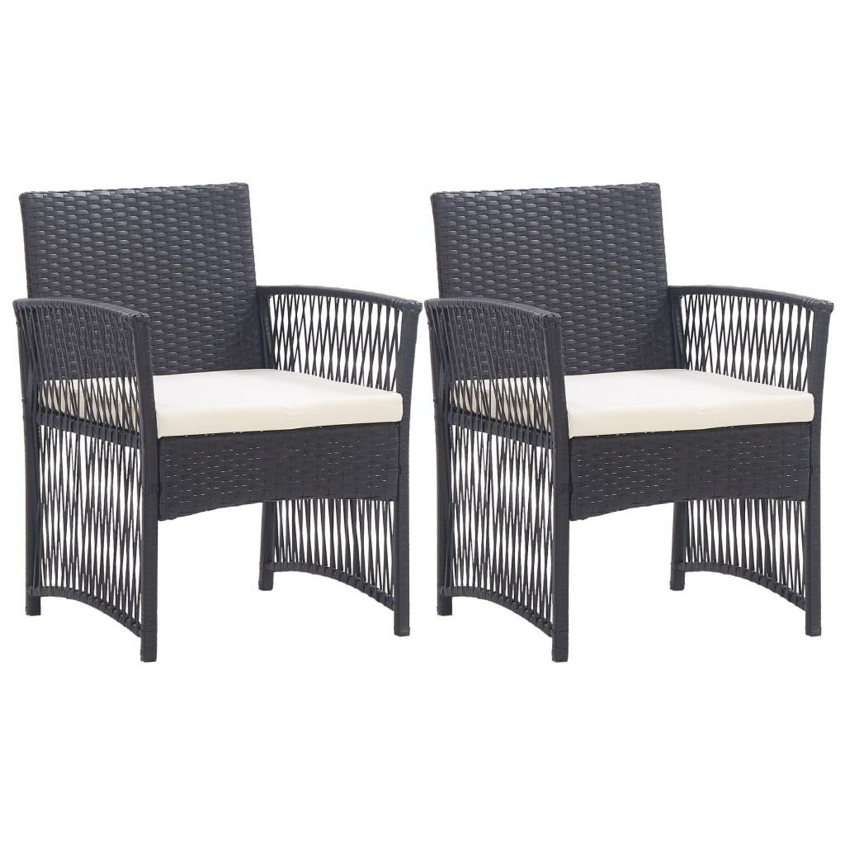 VIDAXL Fauteuils de jardin avec coussins lot de 2 Noir Resine tressee
