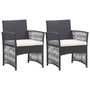Voir la diapositive 1 : VIDAXL Fauteuils de jardin avec coussins lot de 2 Noir Resine tressee