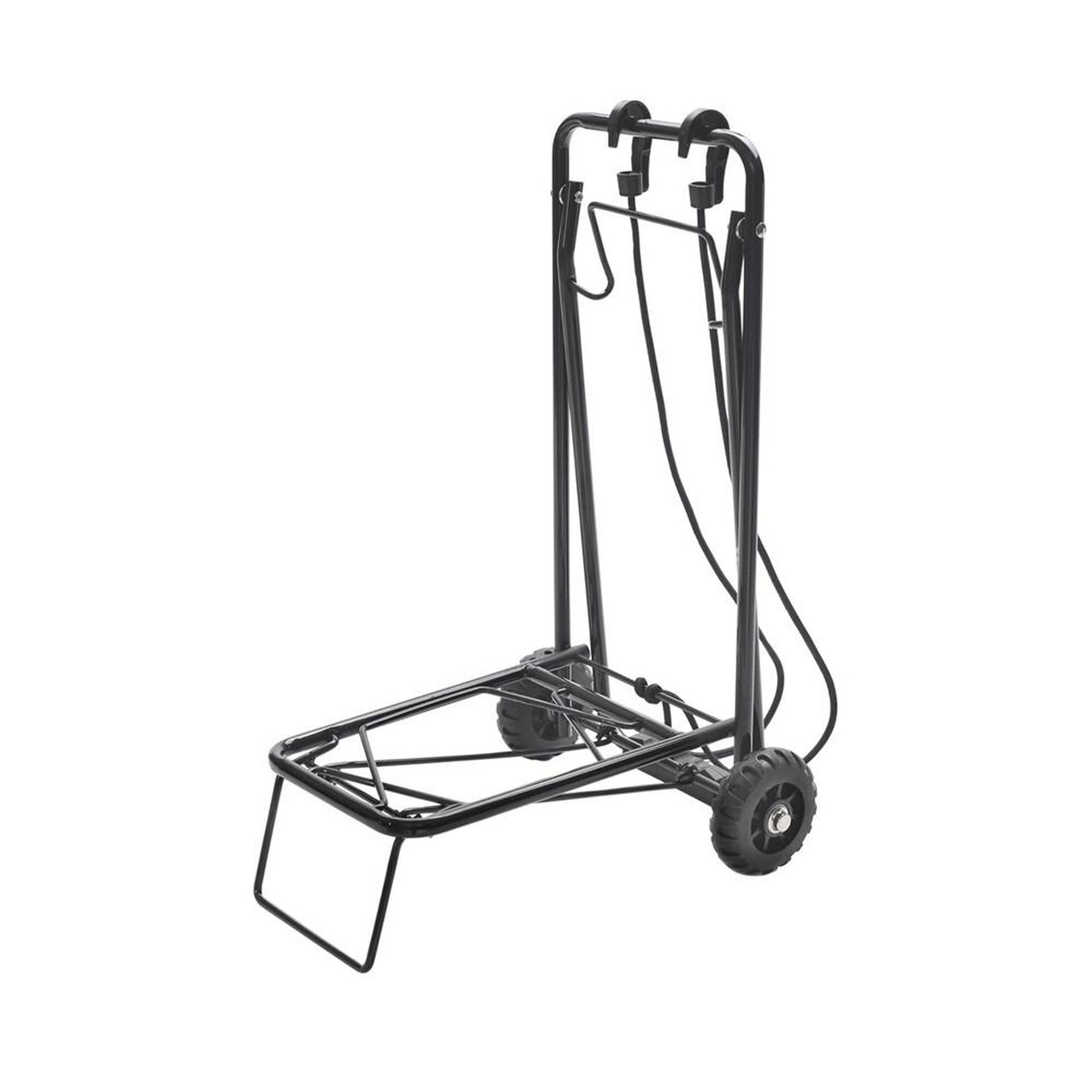 Chariot pliable Proline avec poignée télescopique, charge max 30 kg, hauteur 87 cm, 2 roues en caoutchouc, système de sangle 1,5 m, couleur noire