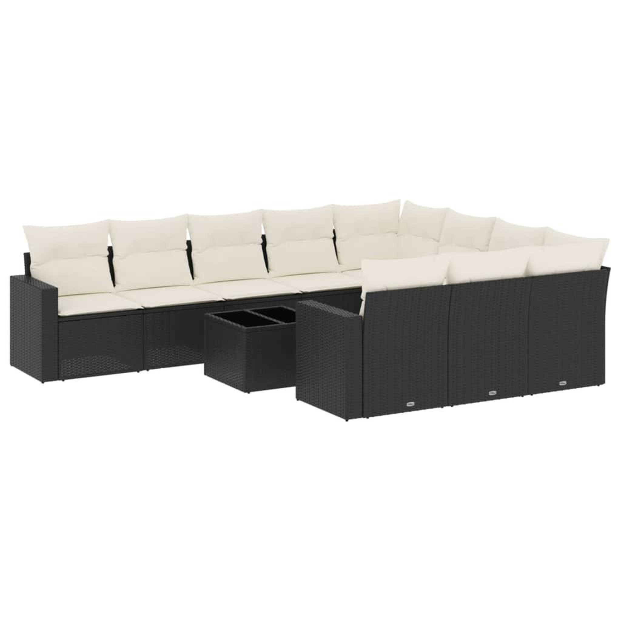 Voir la diapositive 2 : VIDAXL Salon de jardin 11 pcs avec coussins noir resine tressee