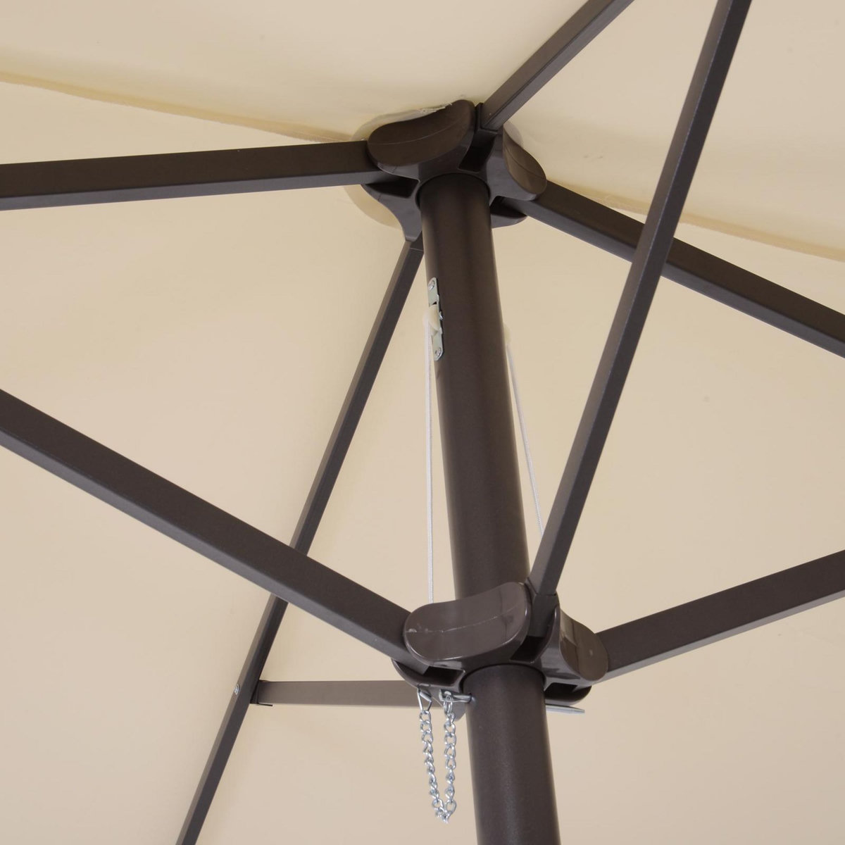 OUTSUNNY Parasol de jardin XXL parasol grande taille 4,6L x 2,7l x 2,4H m ouverture fermeture manivelle acier polyester haute densité crème