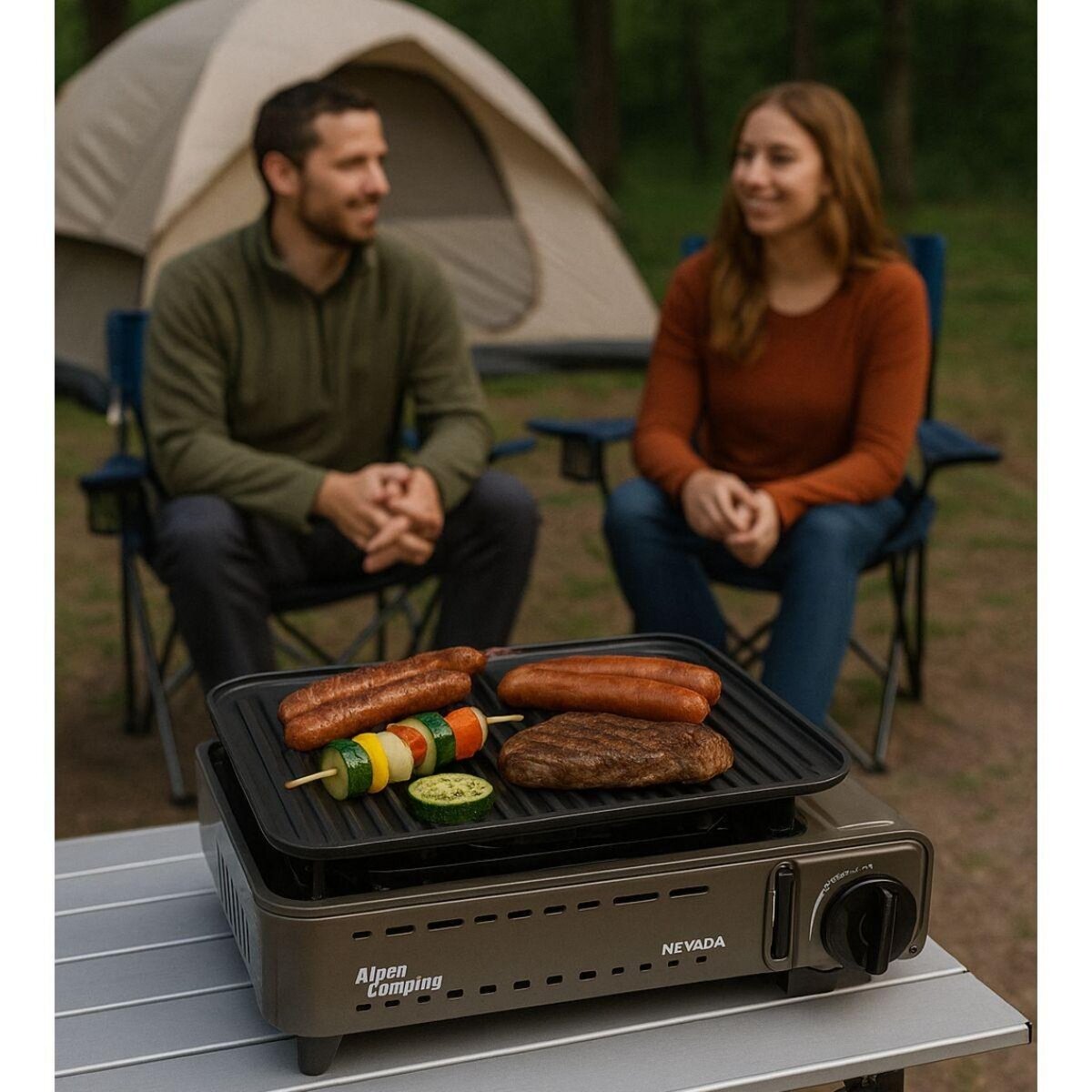 ALPENTECH Barbecue à gaz Portable Réchaud Grill 1780W Butane Allumage Piezo + Mallette Camping ALPEN