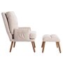 Voir la diapositive 4 : MERAX Fauteuil Scandinave + Pouf Tissu Beige
