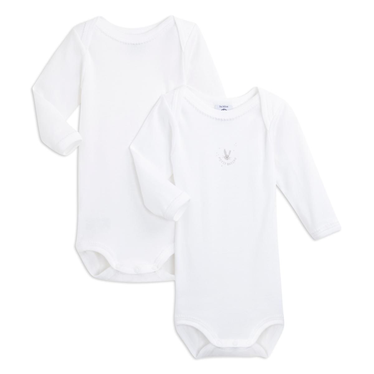 PETIT BATEAU Lot de 2 bodies manches longues bébé