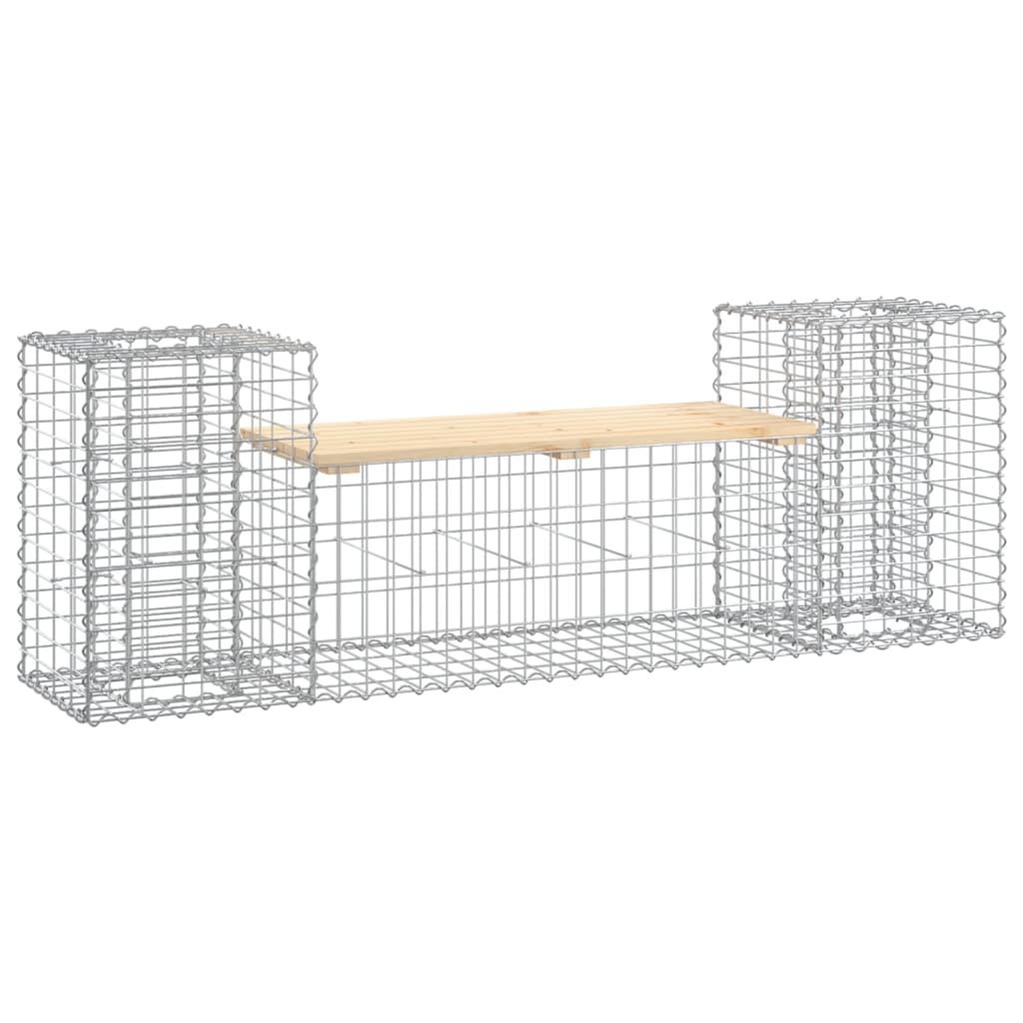 Voir la diapositive 2 : VIDAXL Banc de jardin design gabion 183x41x60,5 cm bois massif de pin