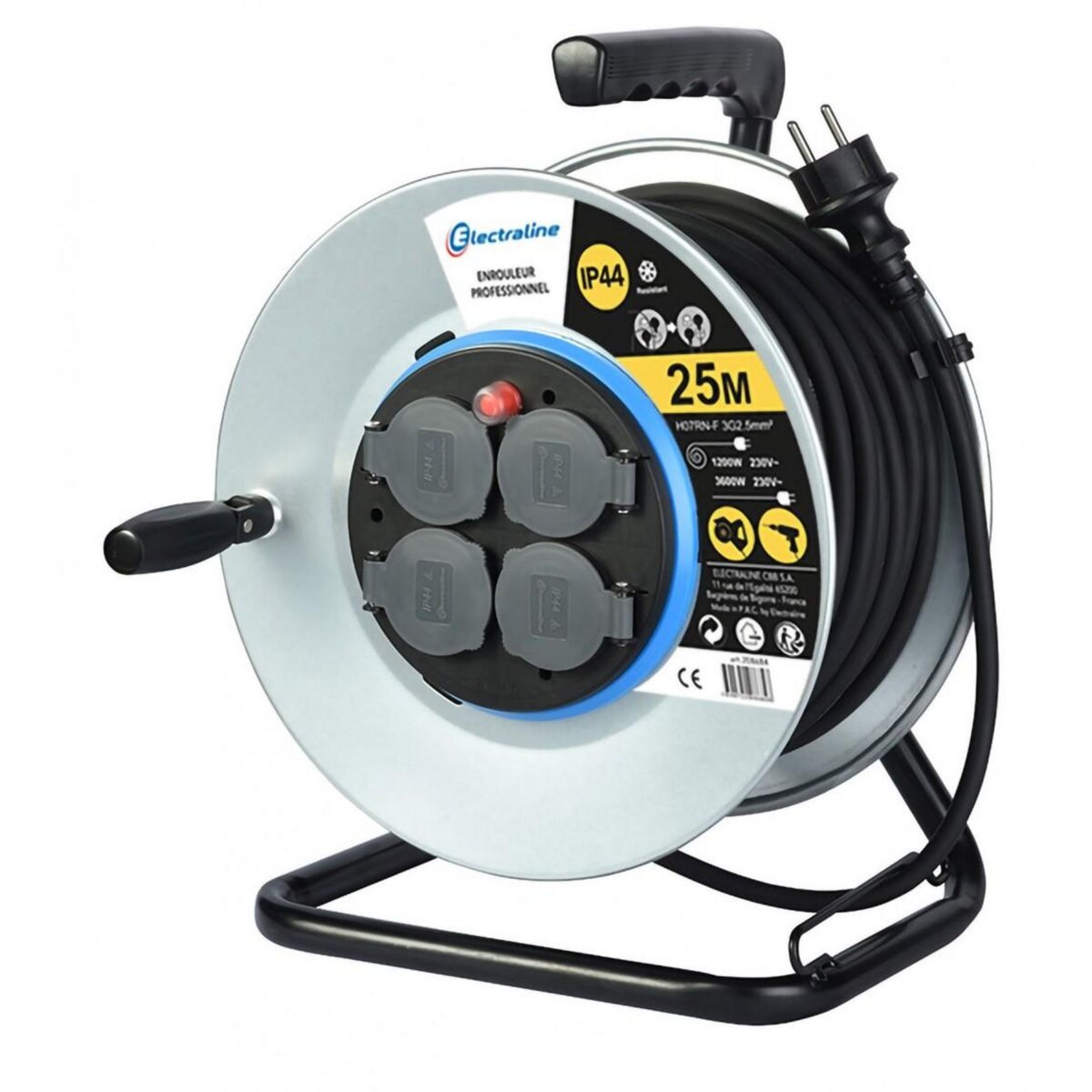 Electraline Enrouleur de câble électrique chantier avec terre L. 25 m ho7rnf 3g2.5