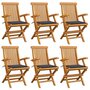 Voir la diapositive 1 : VIDAXL Chaises de jardin avec coussins anthracite lot de 6 Bois teck
