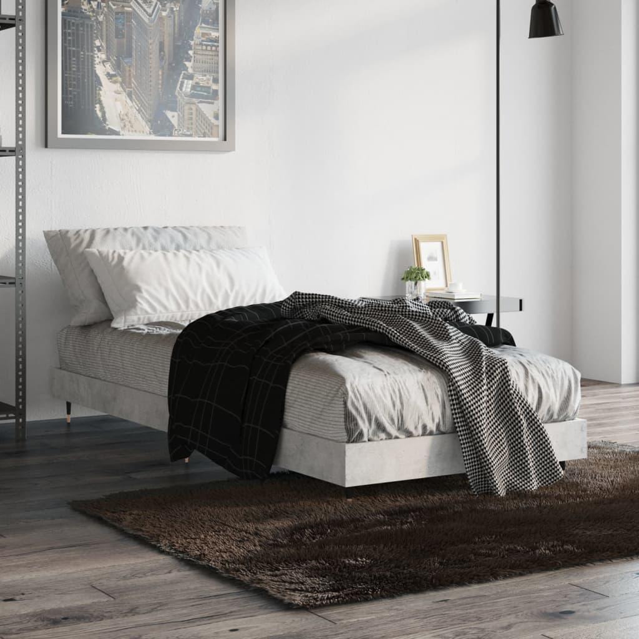 VIDAXL Cadre de lit sans matelas gris beton 75x190 cm