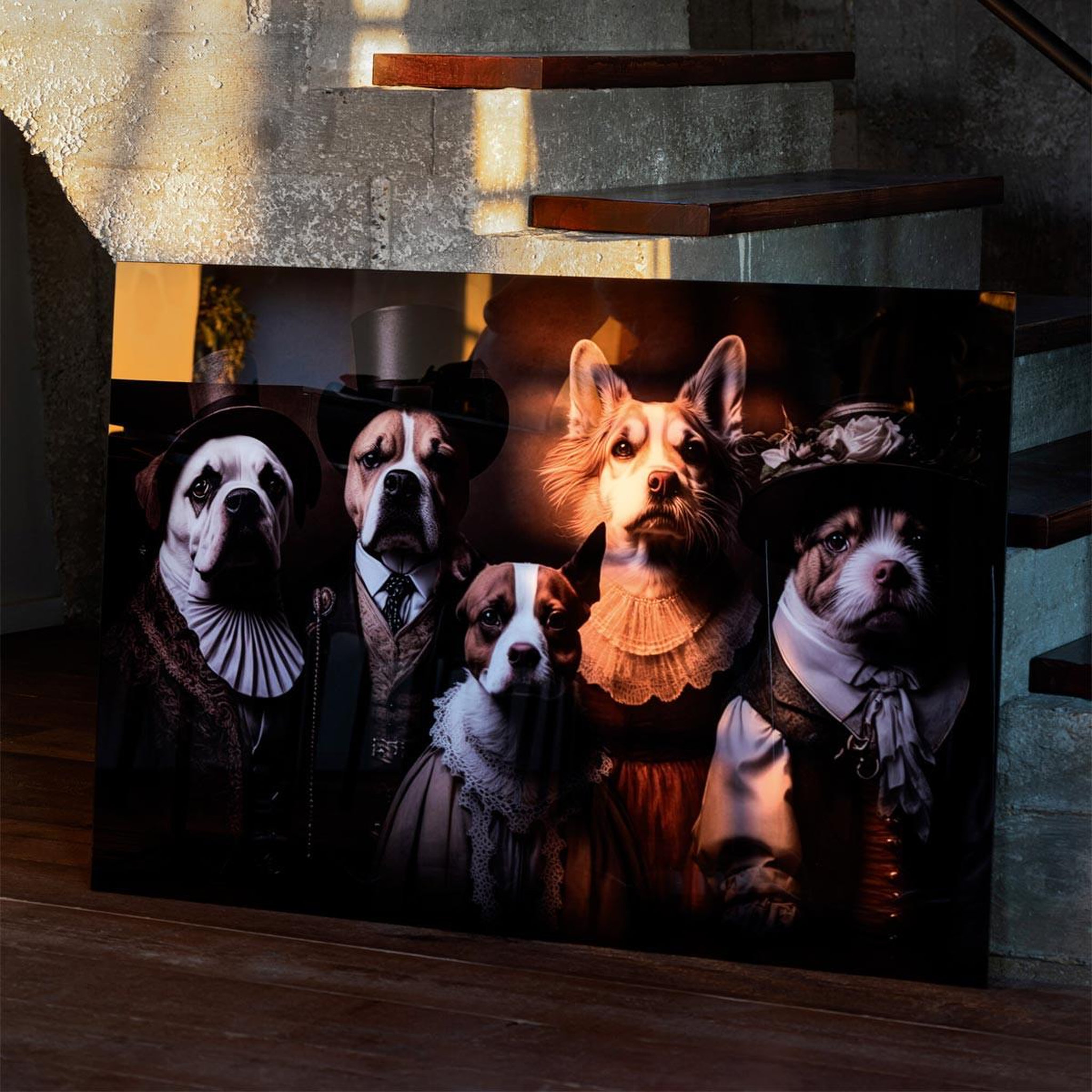 Voir la diapositive 3 : J-LINE Tableau déco en verre  old dog  80x120cm multicolore