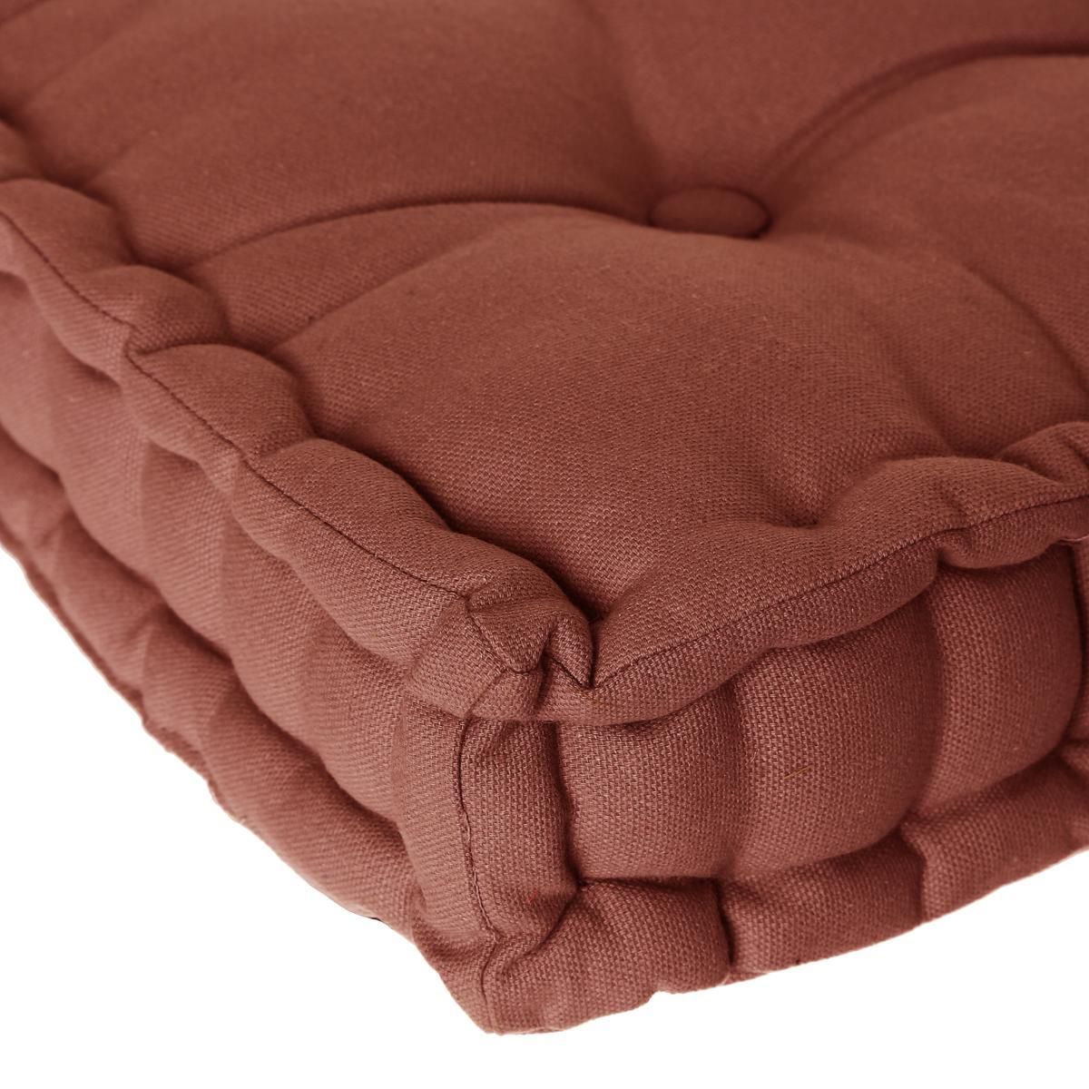 ATMOSPHERA Coussin de sol uni carré en coton 4 points
