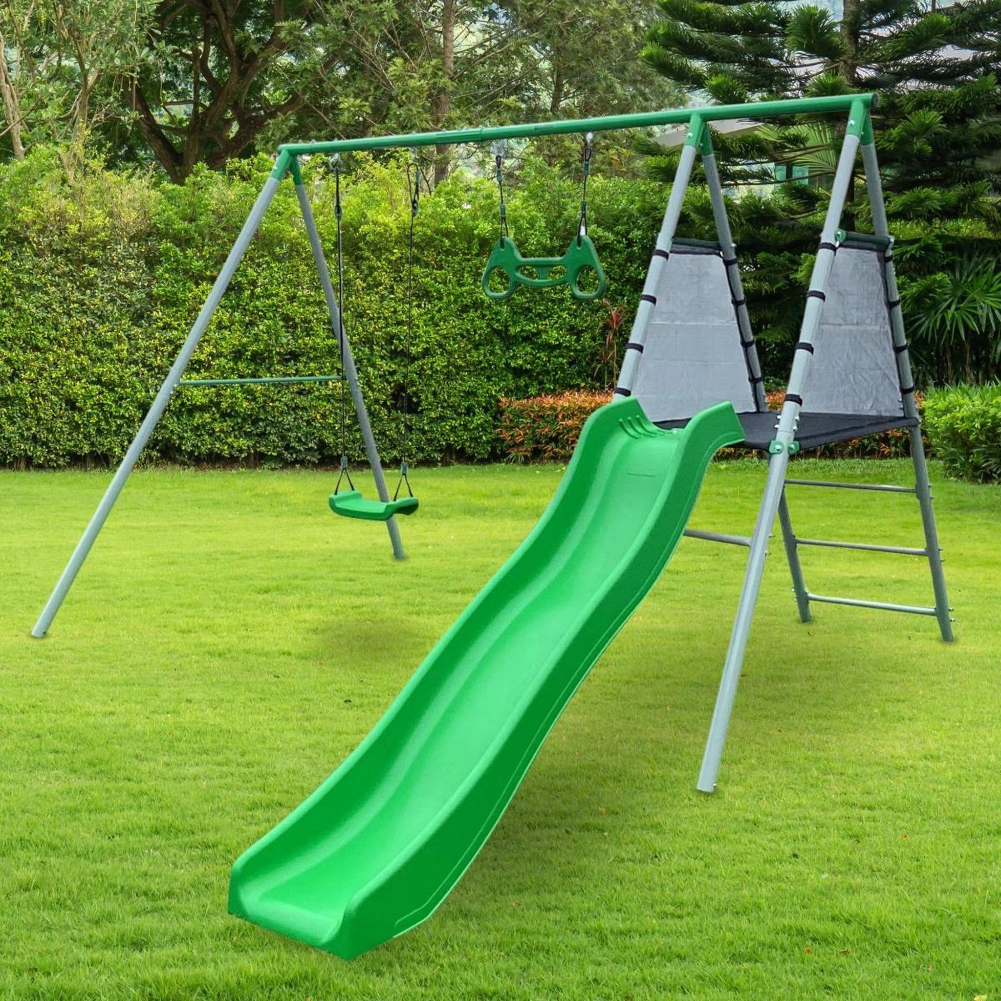 Voir la diapositive 3 : HYPERMOTION Aire de Jeux XXL Enfant avec Balançoire, Toboggan et Trapèze