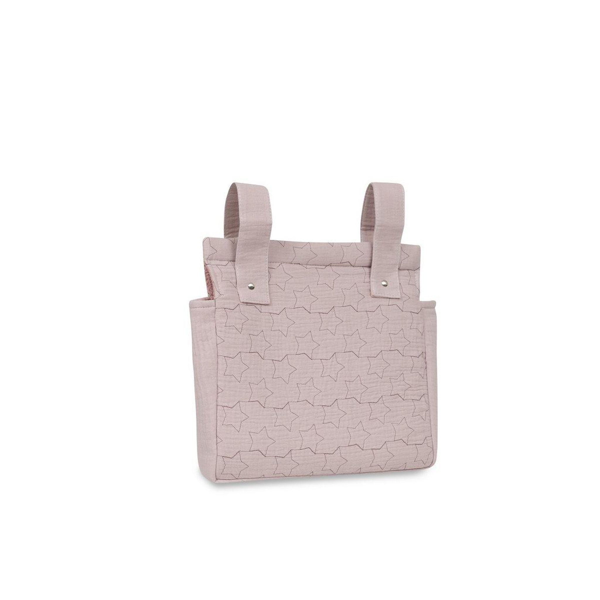 Voir la diapositive 2 : INTERBABY Sac de poussette  étoiles - coton mousseline - rose foncé - se suspend au guidon