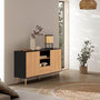 Voir la diapositive 2 : VS VENTA-STOCK Buffet Apolo 2 portes 1 tiroir, couleur noir/bois