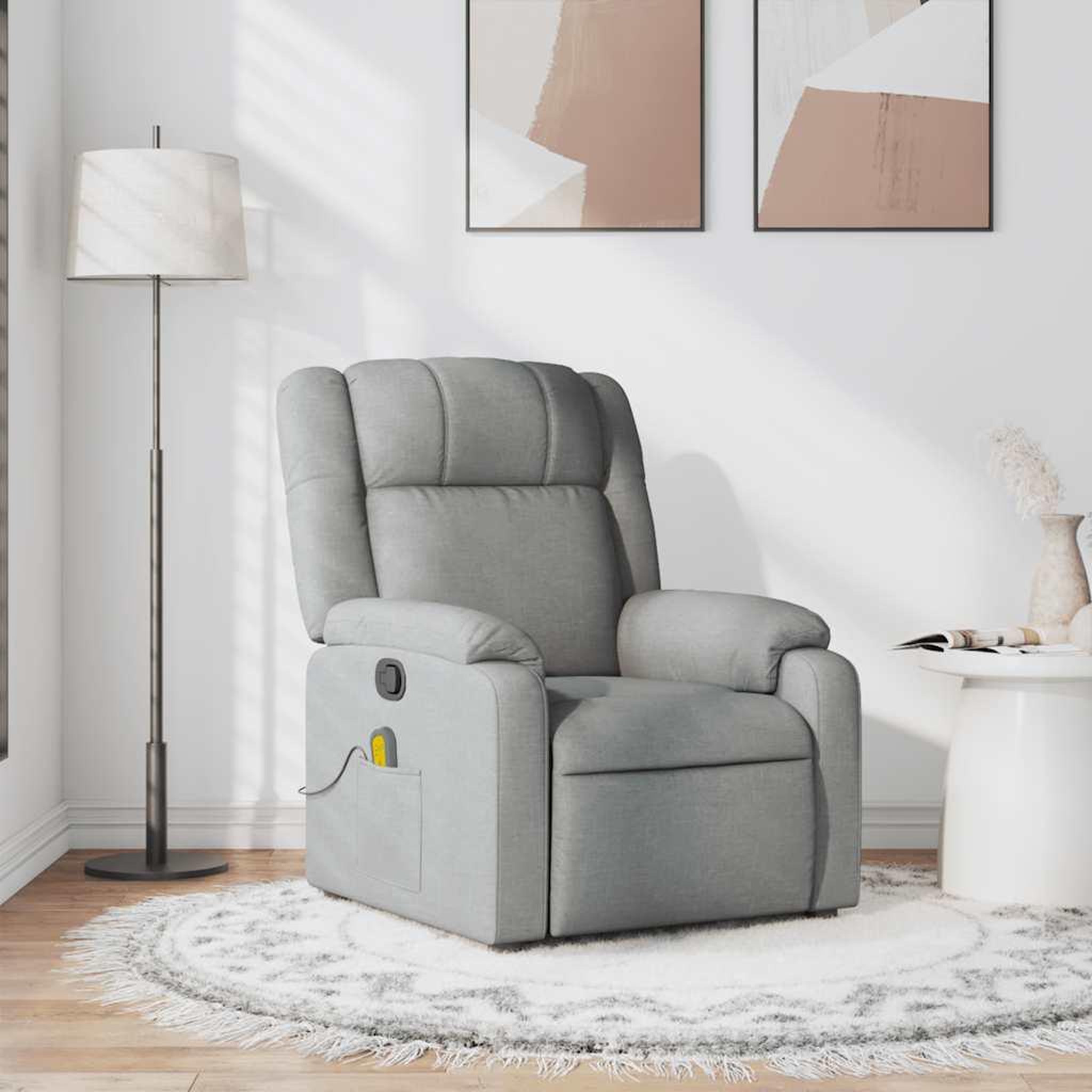 VIDAXL Fauteuil de massage inclinable Gris clair Tissu