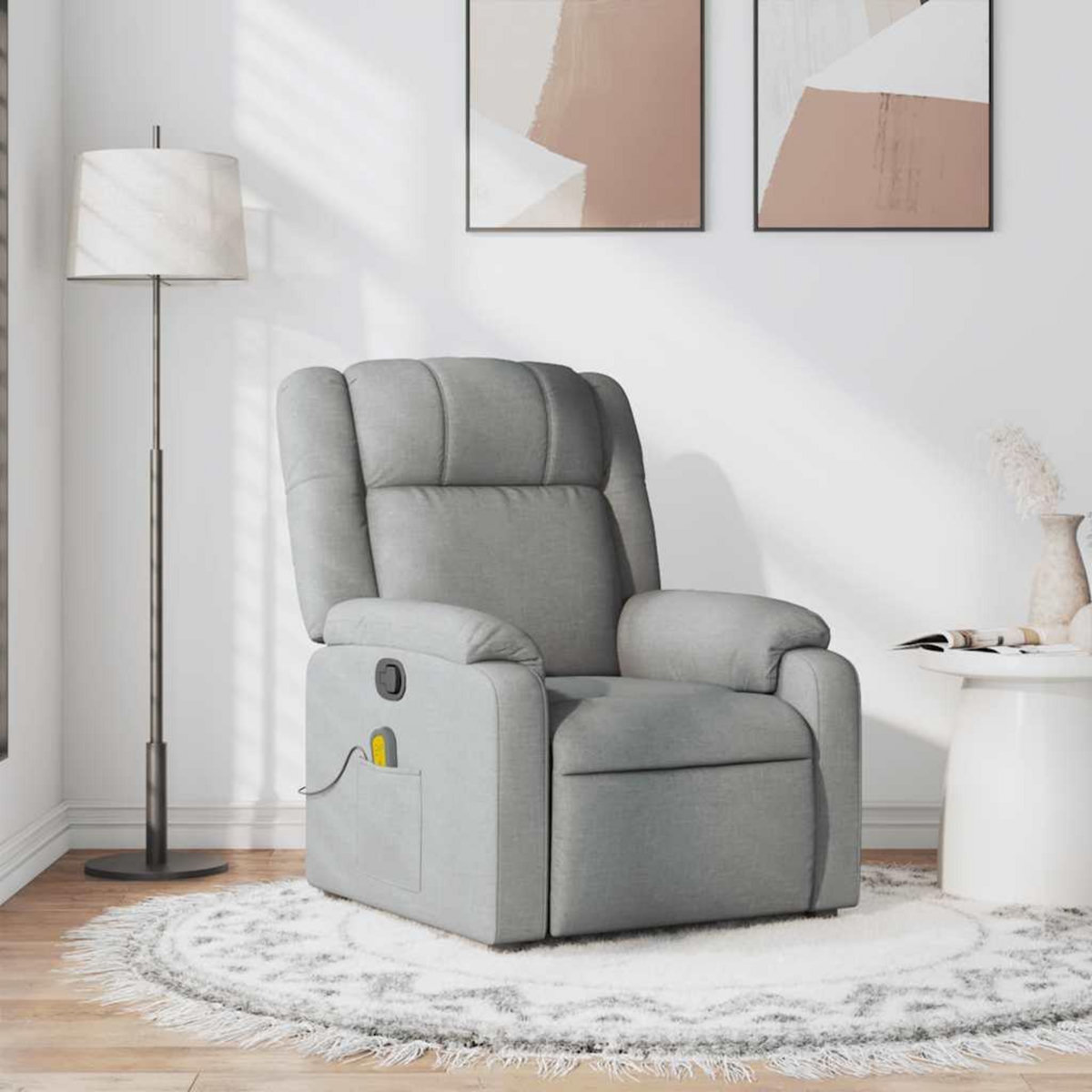 VIDAXL Fauteuil de massage inclinable Gris clair Tissu
