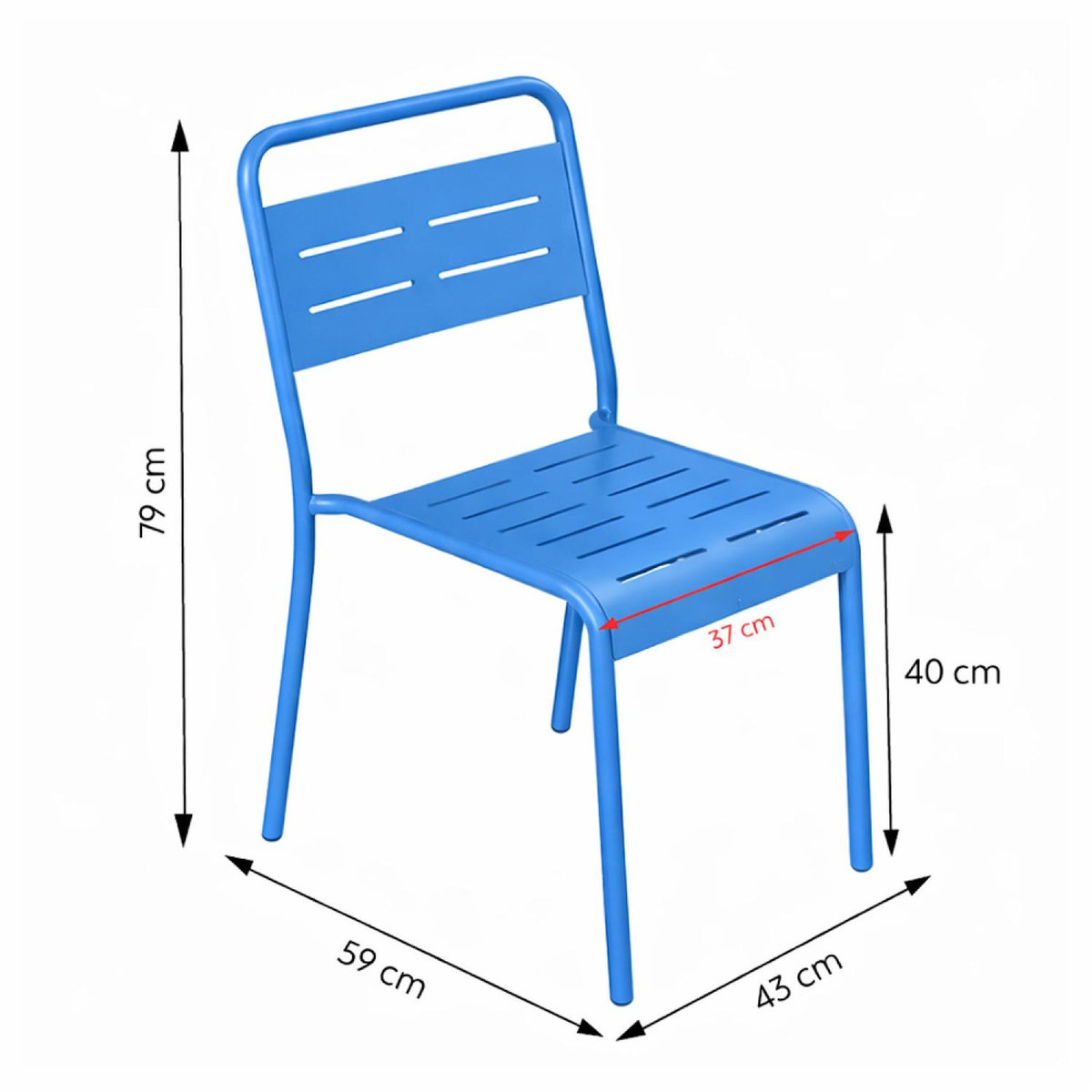CONCEPT USINE Ensemble de 2 chaises de jardin empilables bleues BERGAME
