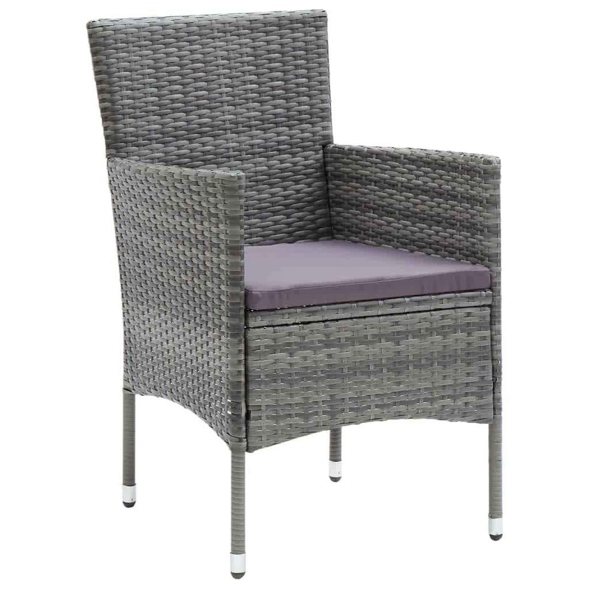 Voir la diapositive 4 : VIDAXL Ensemble a manger de jardin coussins 5pcs Resine tressee Gris