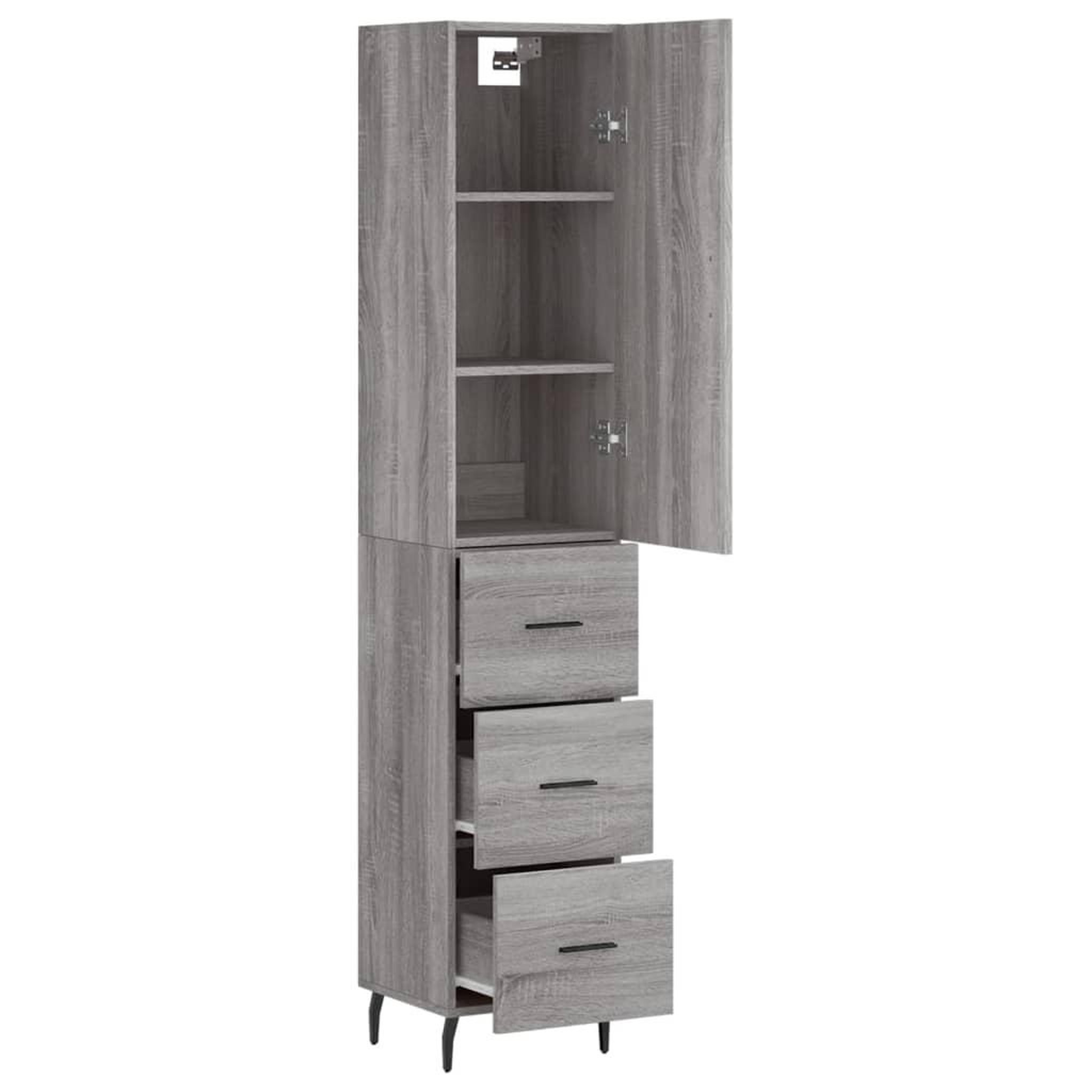 Voir la diapositive 4 : VIDAXL Buffet haut Sonoma gris 34,5x34x180 cm Bois d'ingenierie