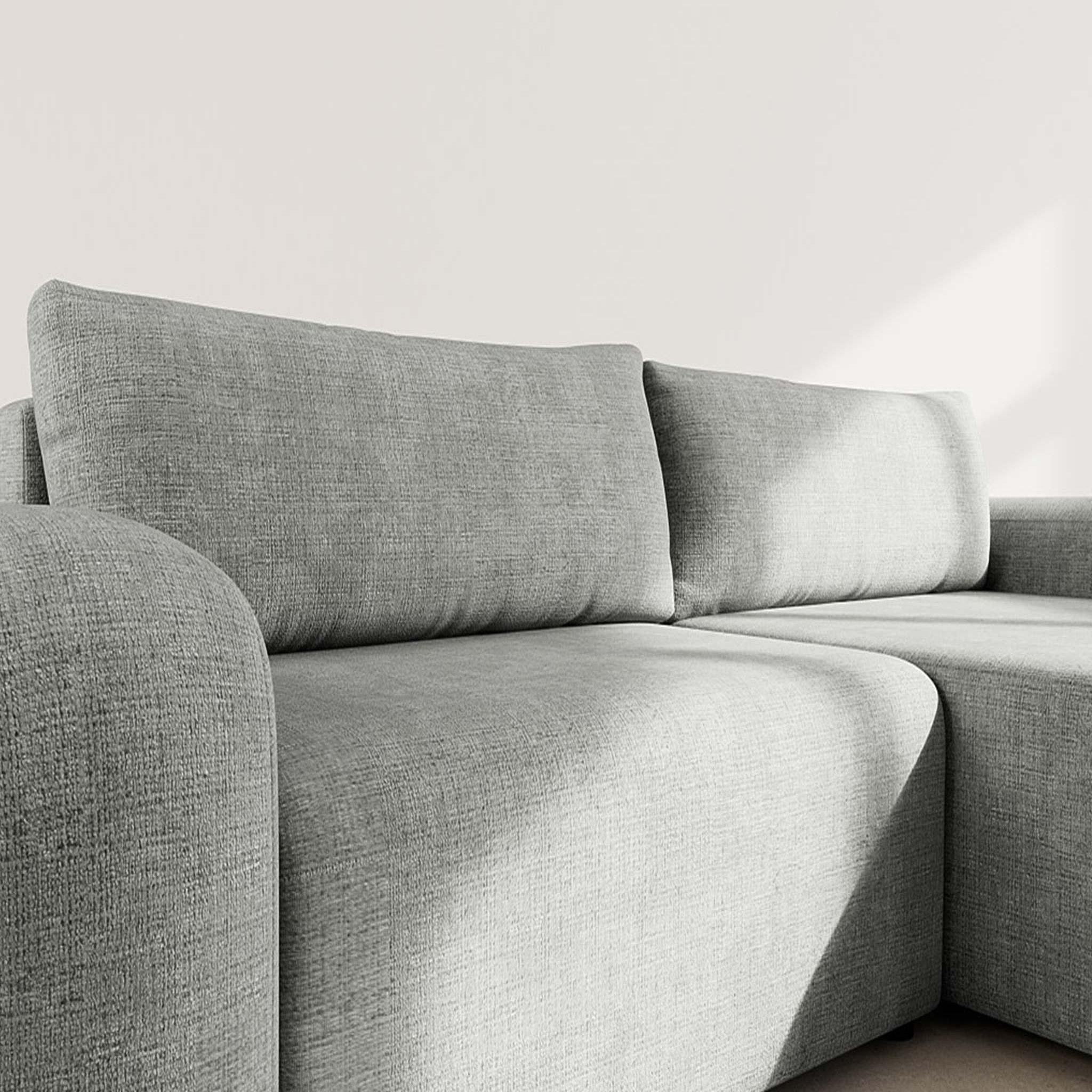 Voir la diapositive 4 : BEST MOBILIER Rebecca - canapé d'angle droit 4 places convertible avec coffre en velours texturé