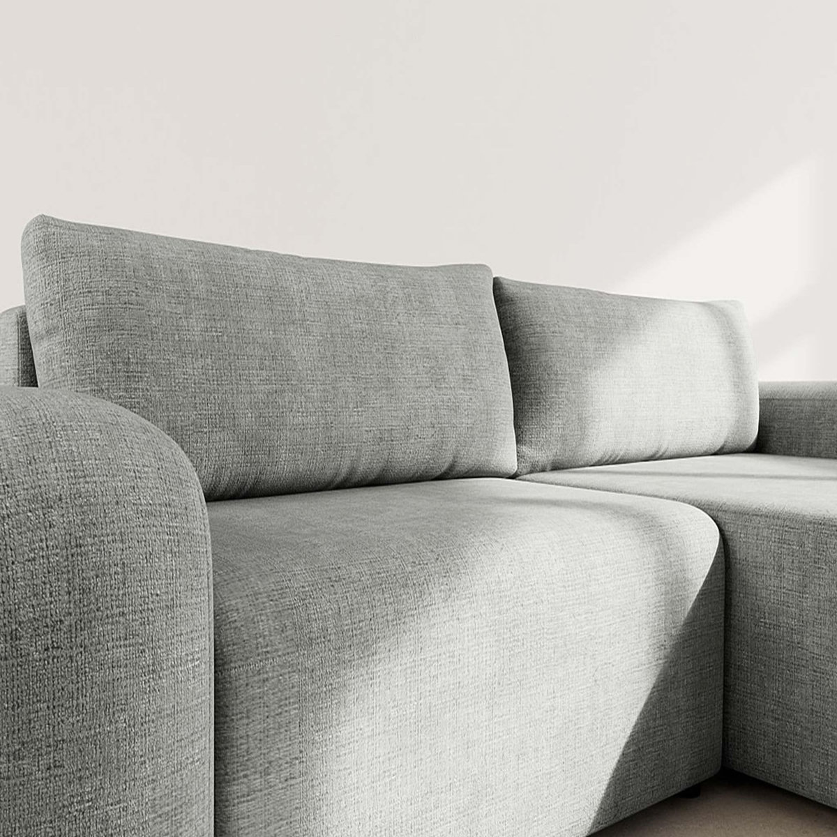BEST MOBILIER Rebecca - canapé d'angle droit 4 places convertible avec coffre en velours texturé