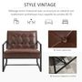 Voir la diapositive 4 : HOMCOM Fauteuil lounge Chesterfield assise dossier capitonnés structure métal noir revêtement synthétique chocolat