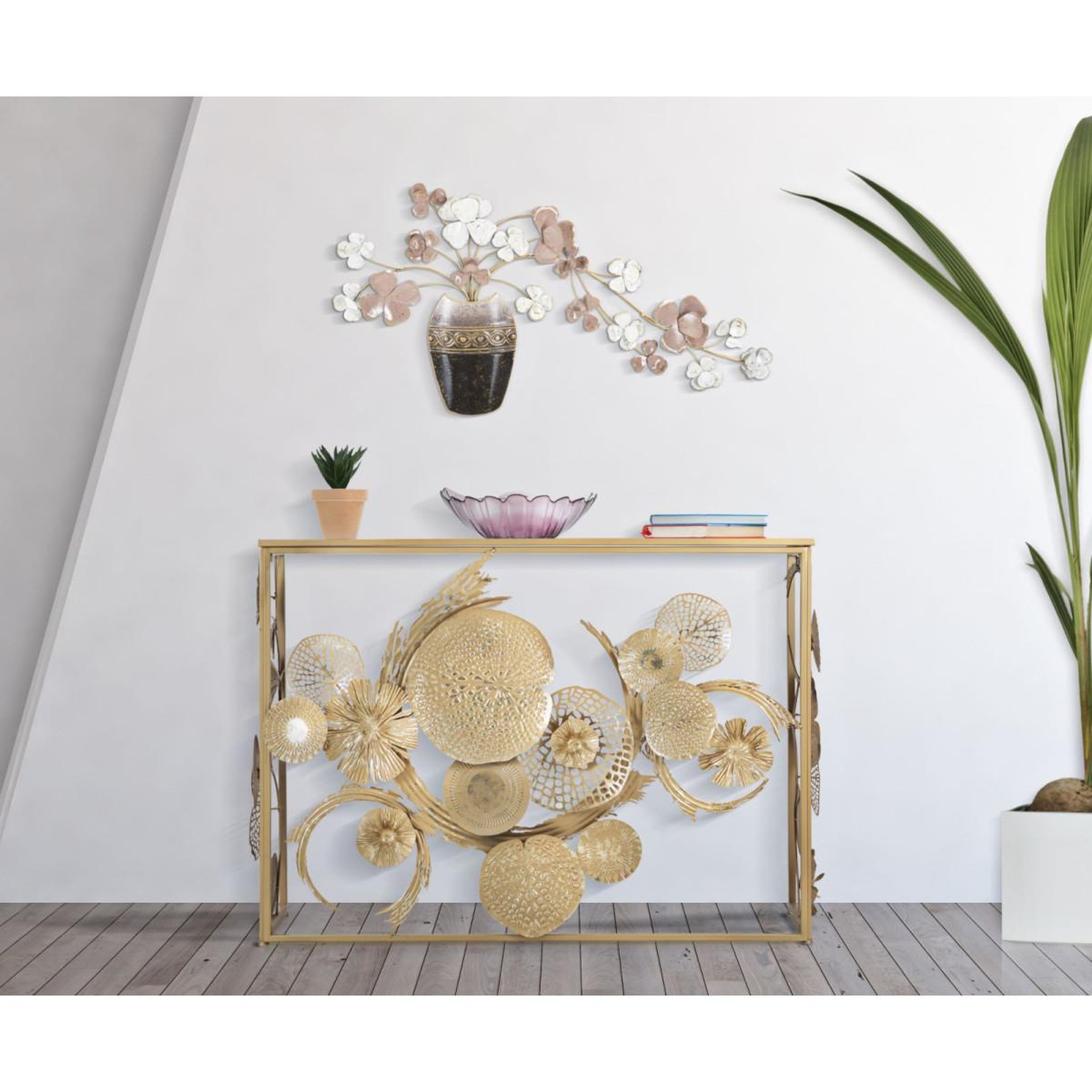Voir la diapositive 5 : Paris Prix Décoration murale en métal  vase  87cm multicolore