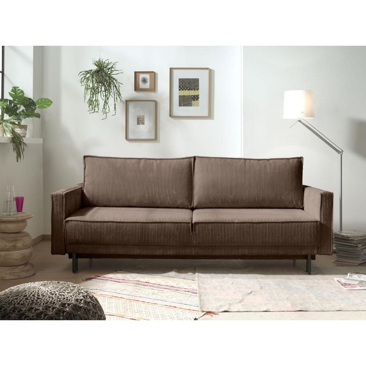 LISA DESIGN Charlie - canapé 3 places convertible avec coffre - en velours côtelé