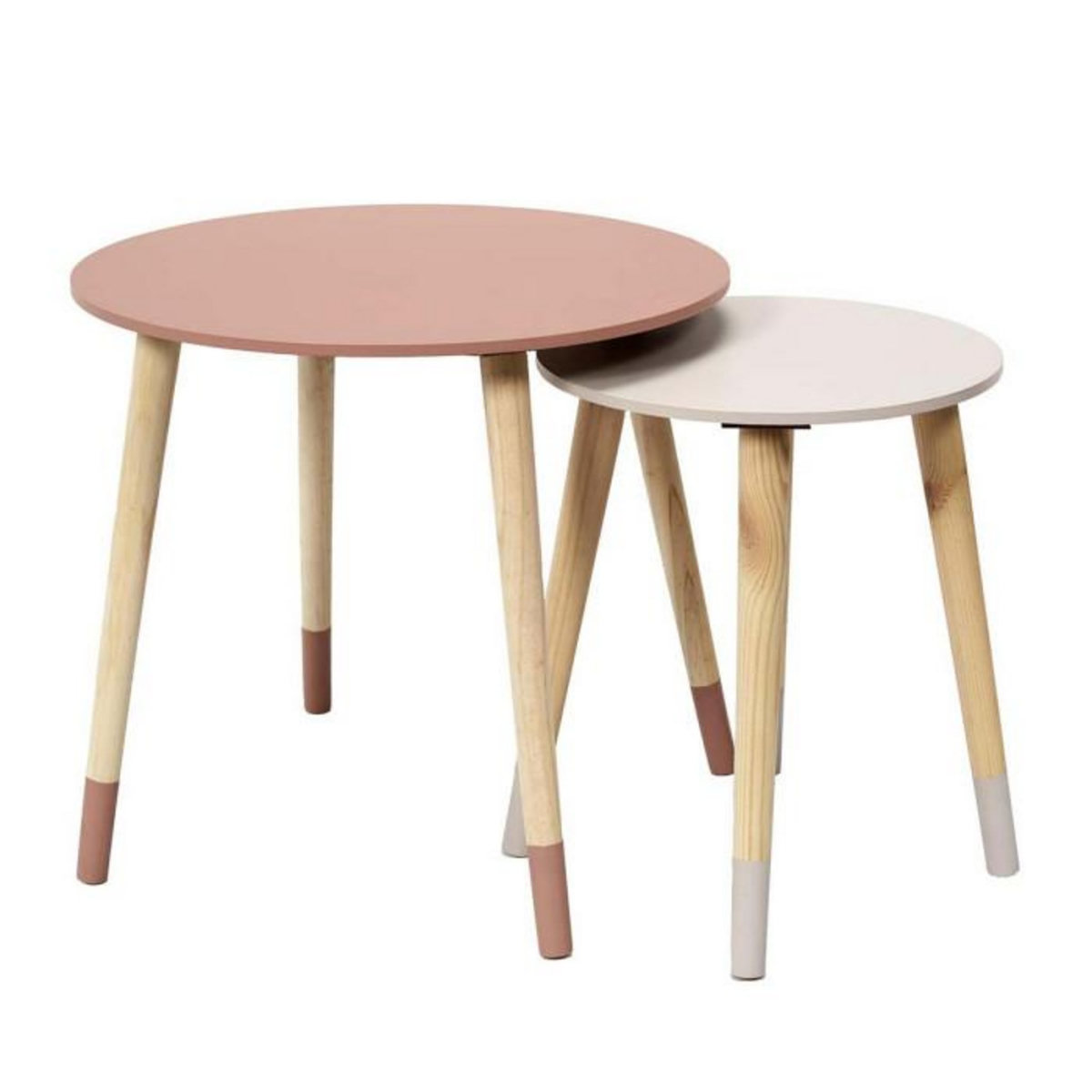 Paris Prix Lot de 2 Tables Gigognes  Bicolore  48cm Rose