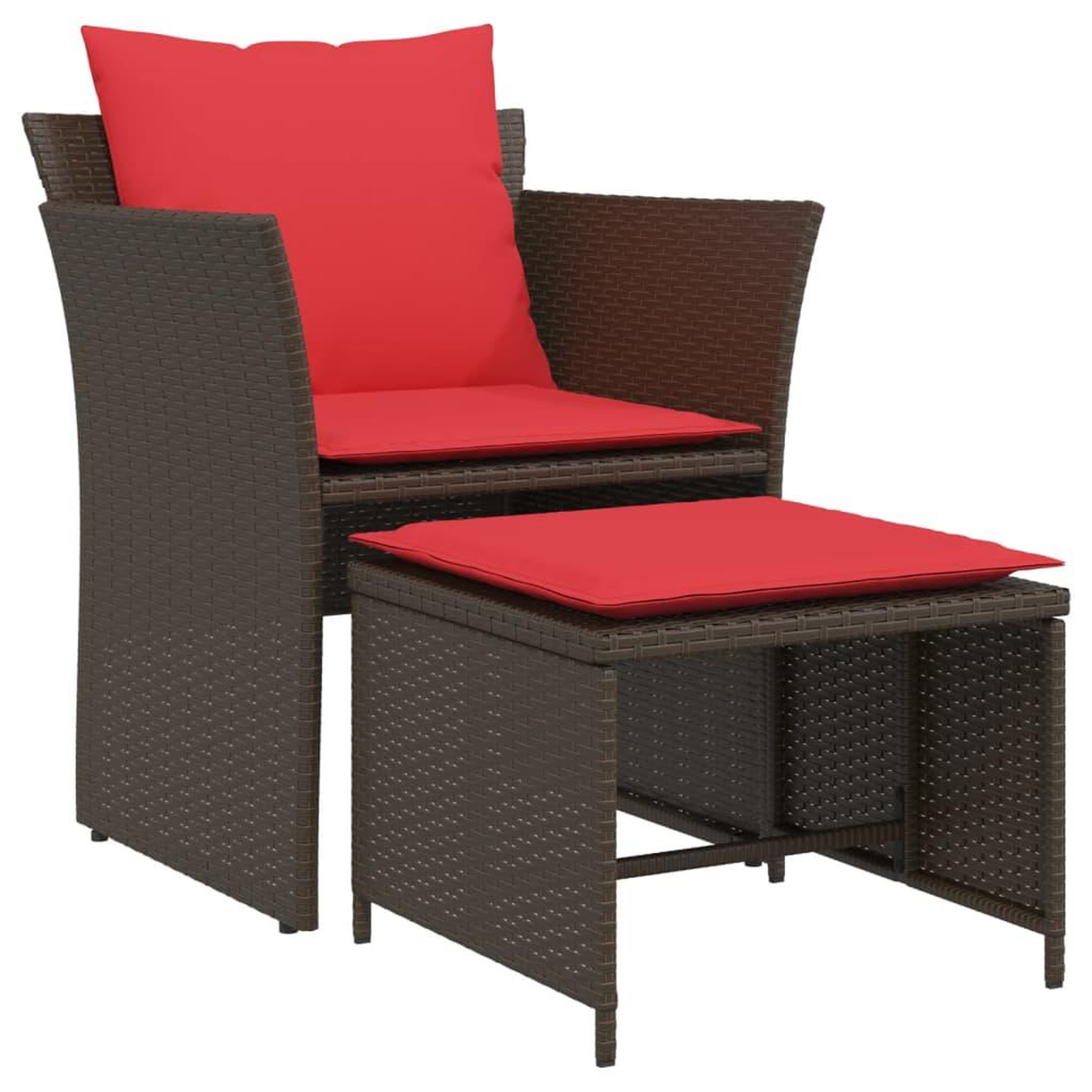 Voir la diapositive 2 : VIDAXL Chaise de jardin avec tabouret marron resine tressee