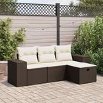 VIDAXL Salon de jardin 4 pcs avec coussins marron resine tressee