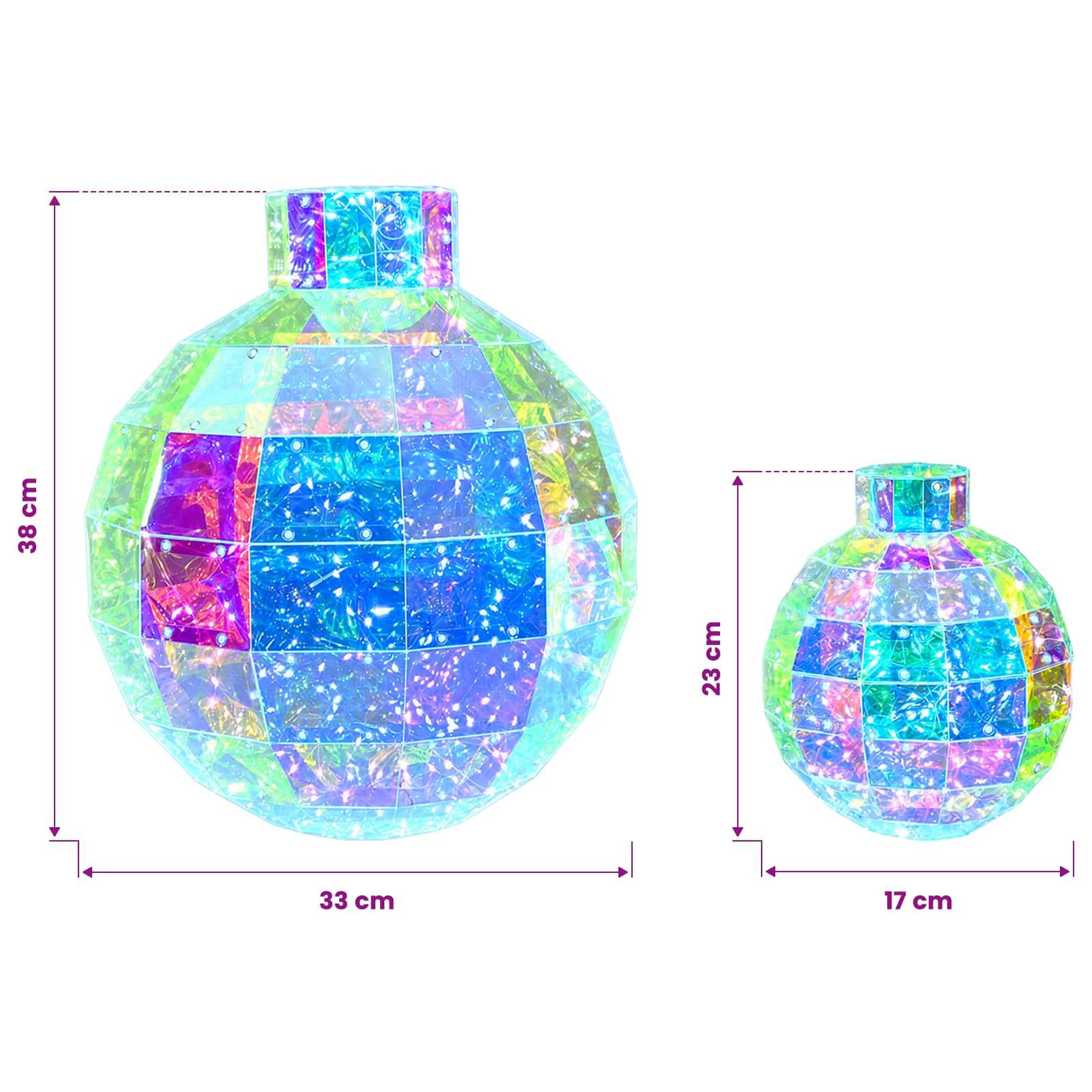 Voir la diapositive 3 : VIDAXL Boule de Noël LED prismatique et iridescente 2 pc Multicolore