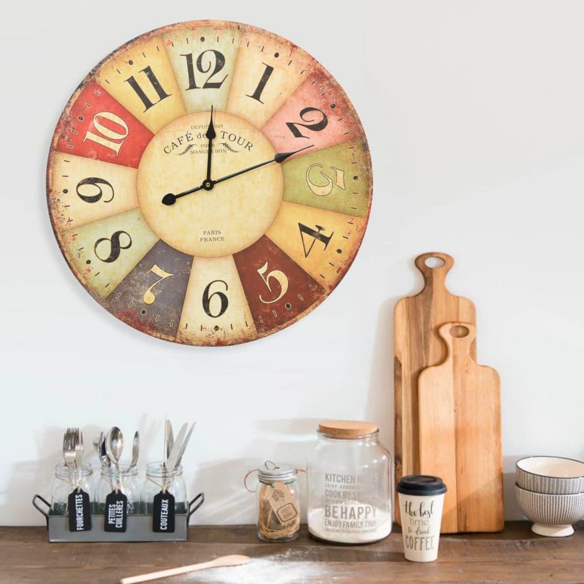 VIDAXL Horloge murale vintage Coloree 60 cm