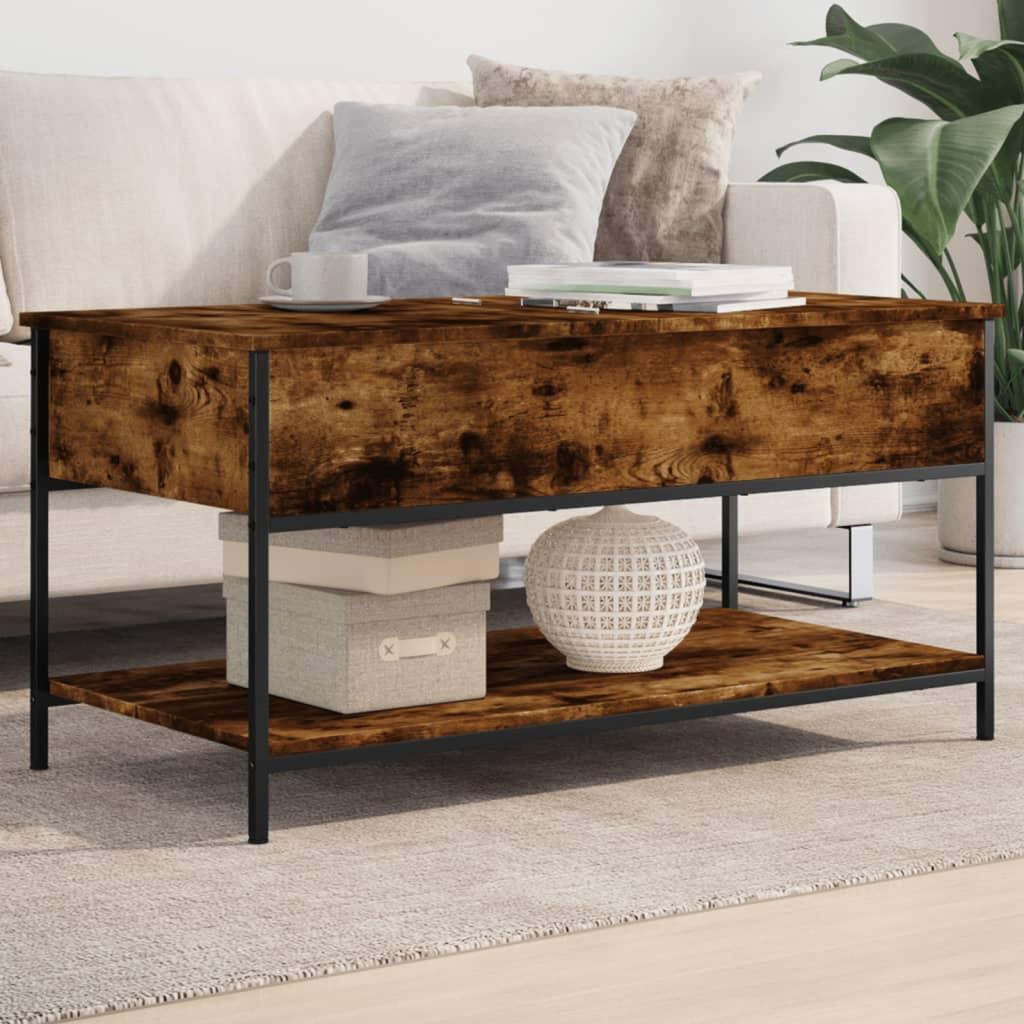 VIDAXL Table basse chene fume 100x50x50 cm bois d'ingenierie et metal