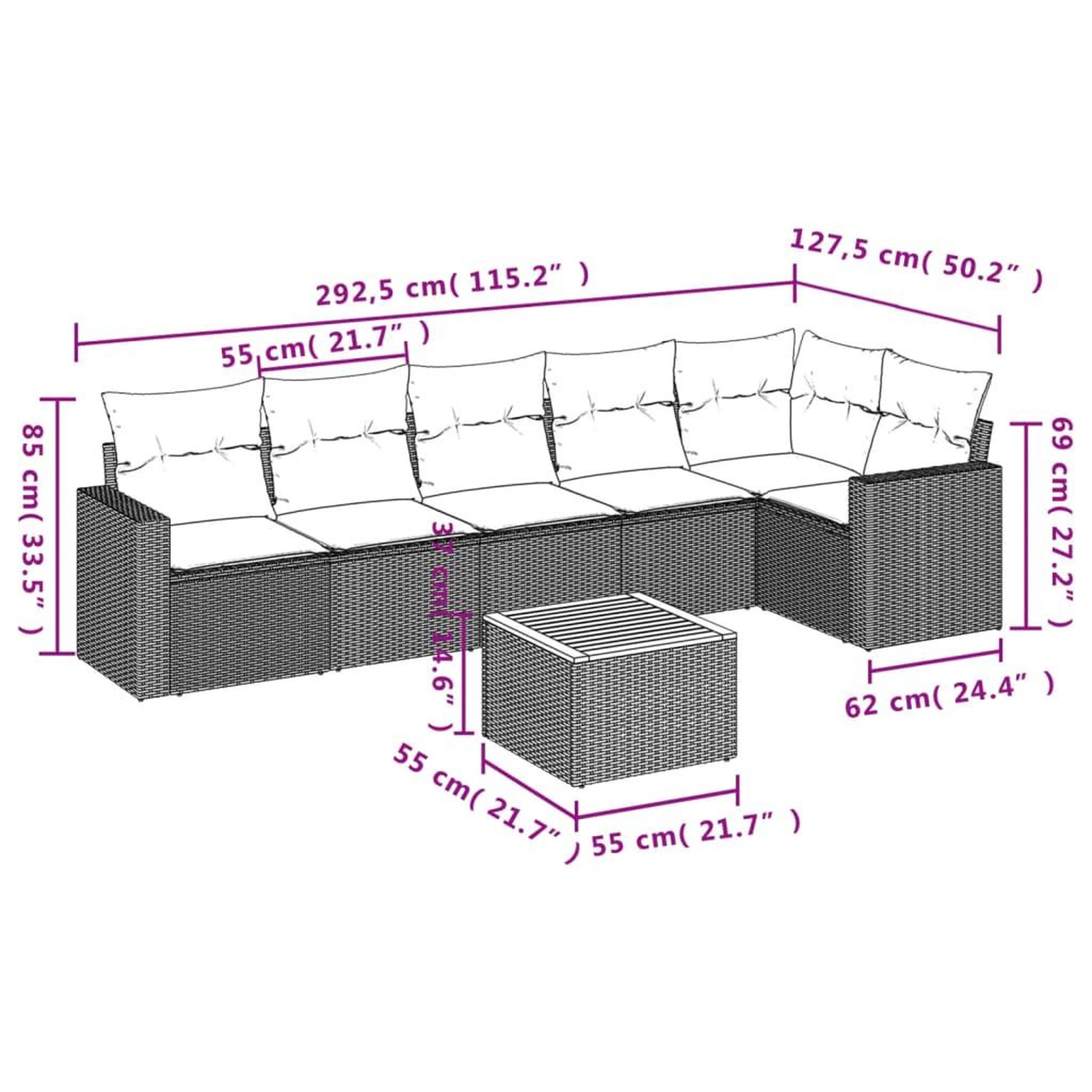 Voir la diapositive 3 : VIDAXL Salon de jardin 7 pcs avec coussins noir resine tressee