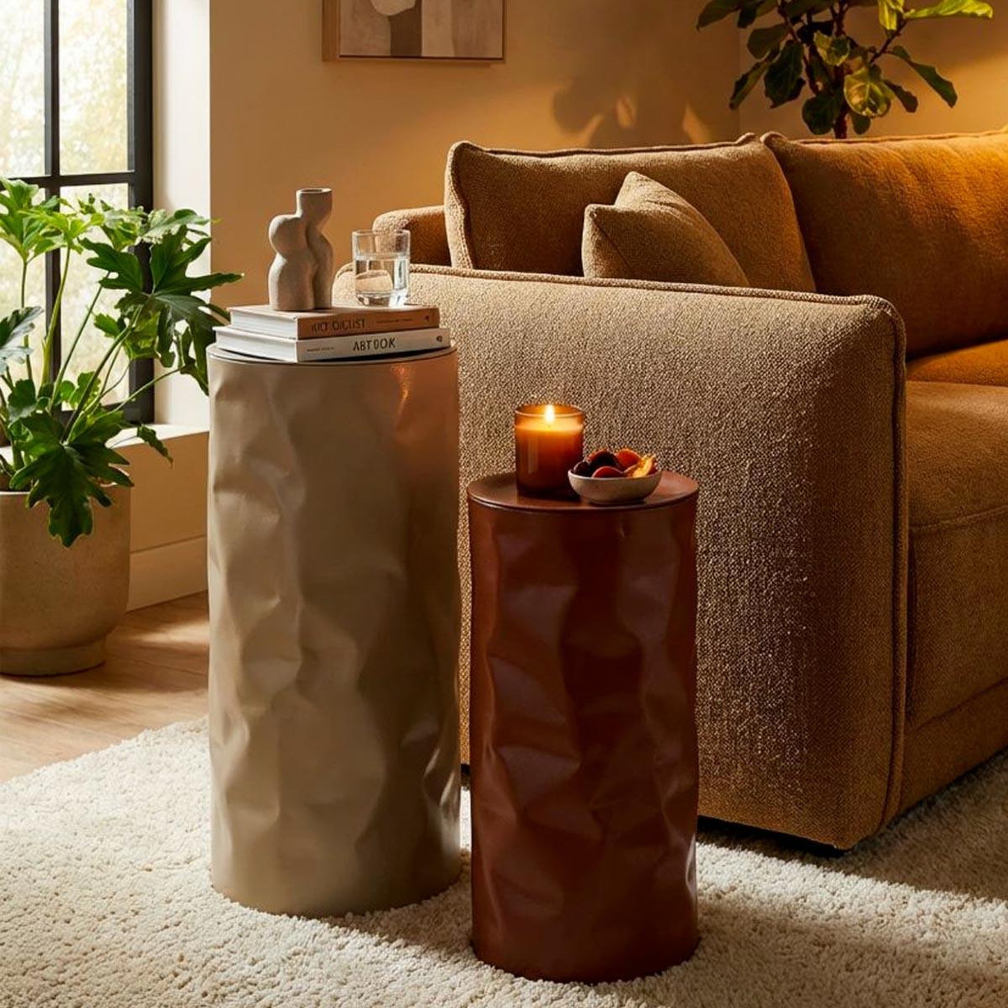 Voir la diapositive 4 : Paris Prix Lot de 2 tables d'appoint  norimberga  70cm rouge & beige