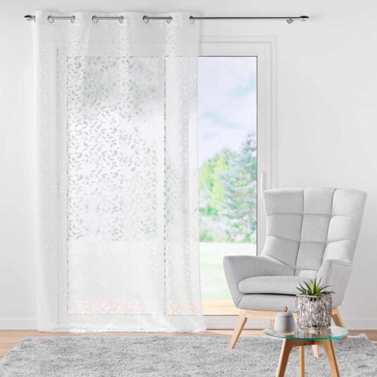 Paris Prix Rideau Voilage à Œillets Maille  Manon  140x240cm Blanc