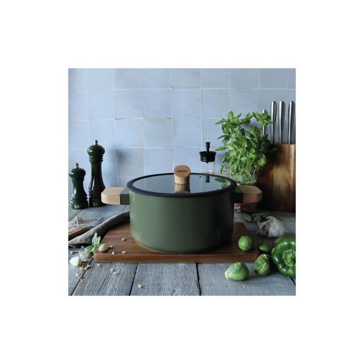 Ogo Ector faitout 24cm kaki manche bois - 7930296