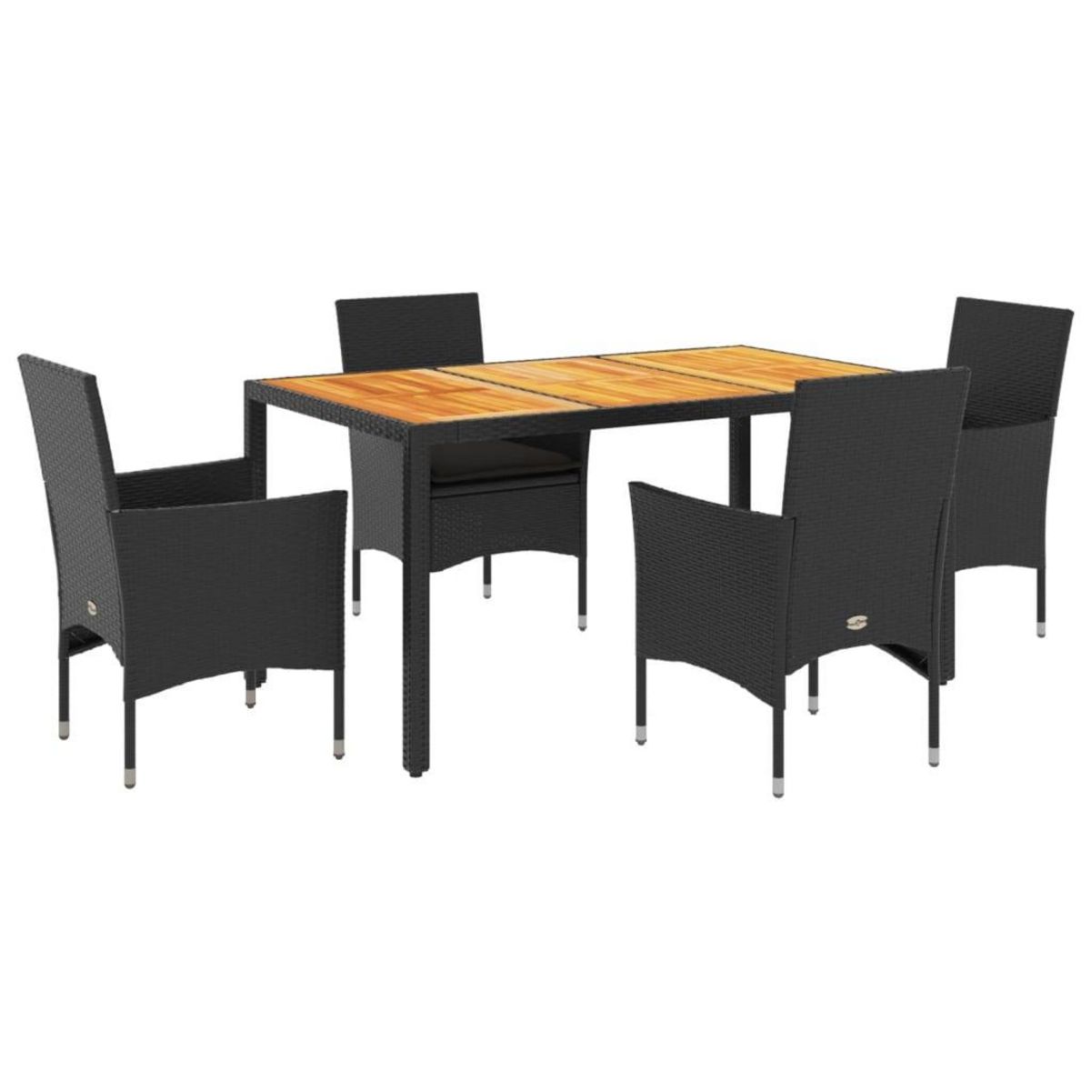VIDAXL Ensemble a manger de jardin et coussins 5 pcs noir rotin acacia
