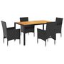Voir la diapositive 2 : VIDAXL Ensemble a manger de jardin et coussins 5 pcs noir rotin acacia