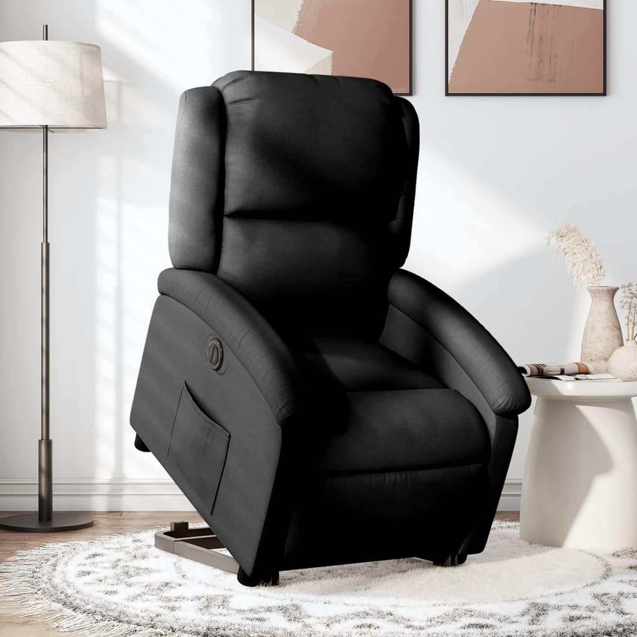 VIDAXL Fauteuil inclinable electrique noir tissu