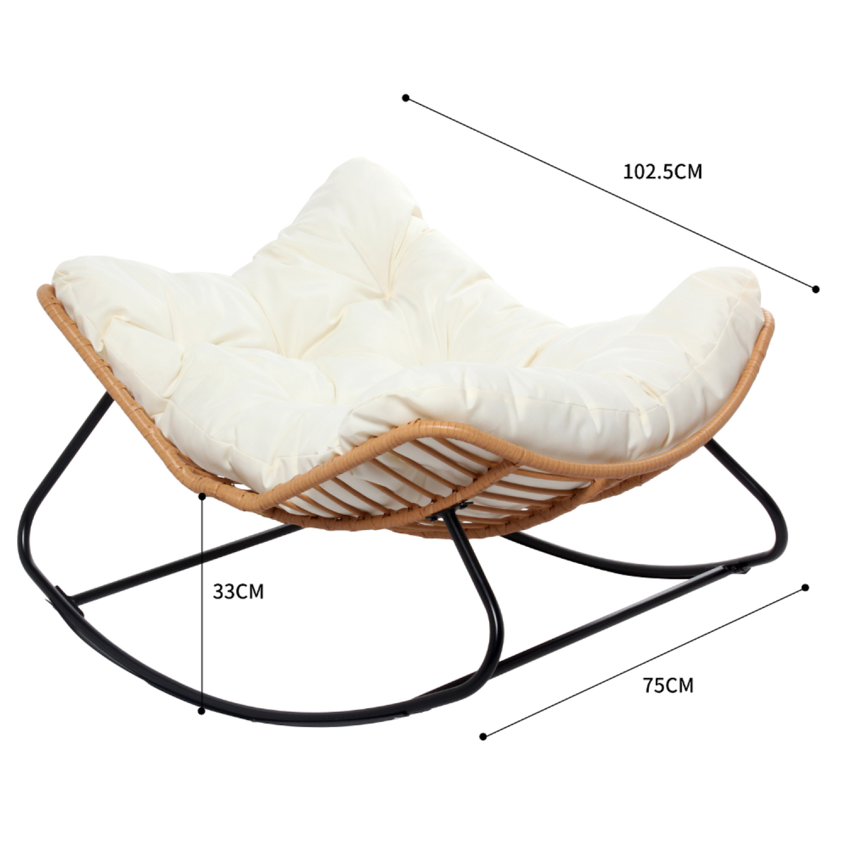 CONCEPT USINE Fauteuil à bascule en résine tressée coussin beige CANGGU