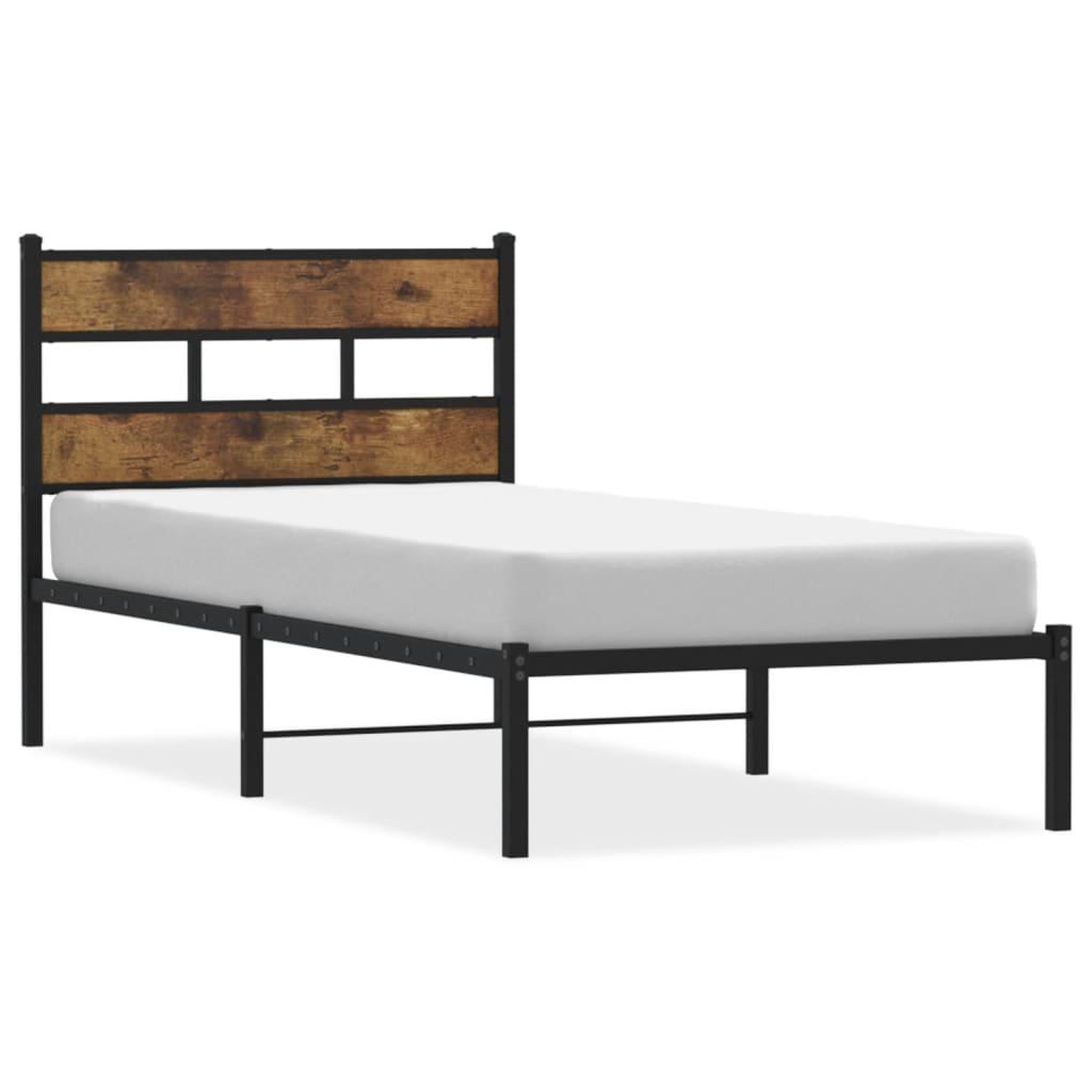 Voir la diapositive 2 : VIDAXL Cadre de lit en metal sans matelas chene fume 80x200 cm