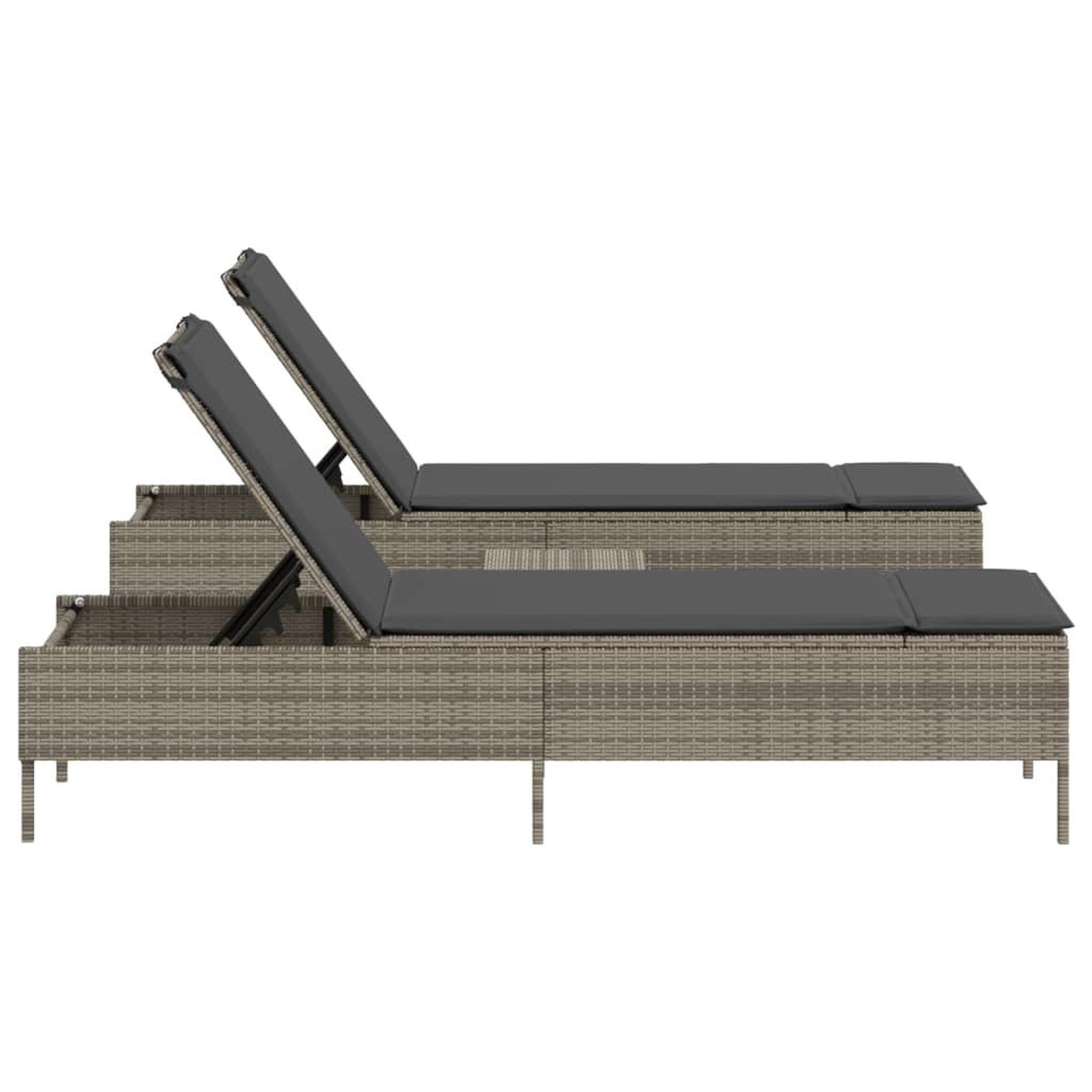 Voir la diapositive 5 : VIDAXL Ensemble de chaises longues avec coussins 3 pcs gris poly rotin
