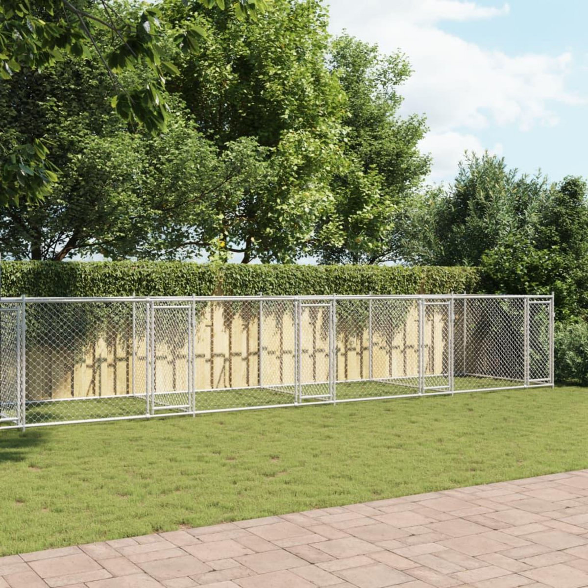 VIDAXL Cage pour chien avec portes gris 10x2x1,5 m acier galvanise