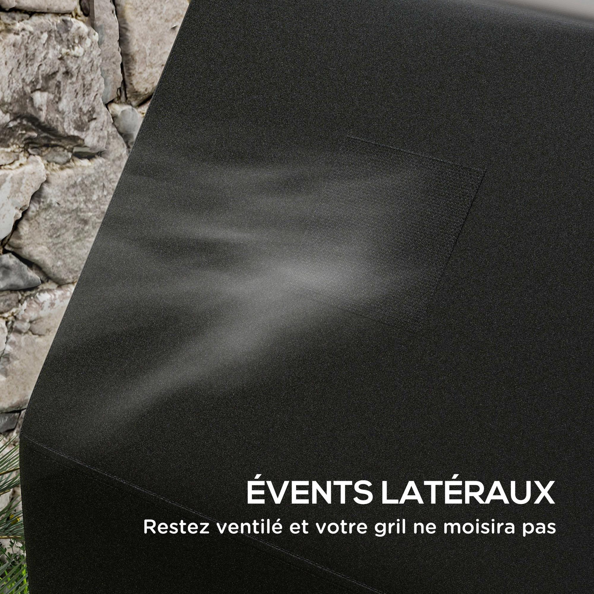 Voir la diapositive 6 : OUTSUNNY Housse de protection barbecue dim. 188L x 71l x 125H cm - imperméable, anti-UV, attaches - Oxford haute densité 300D noir