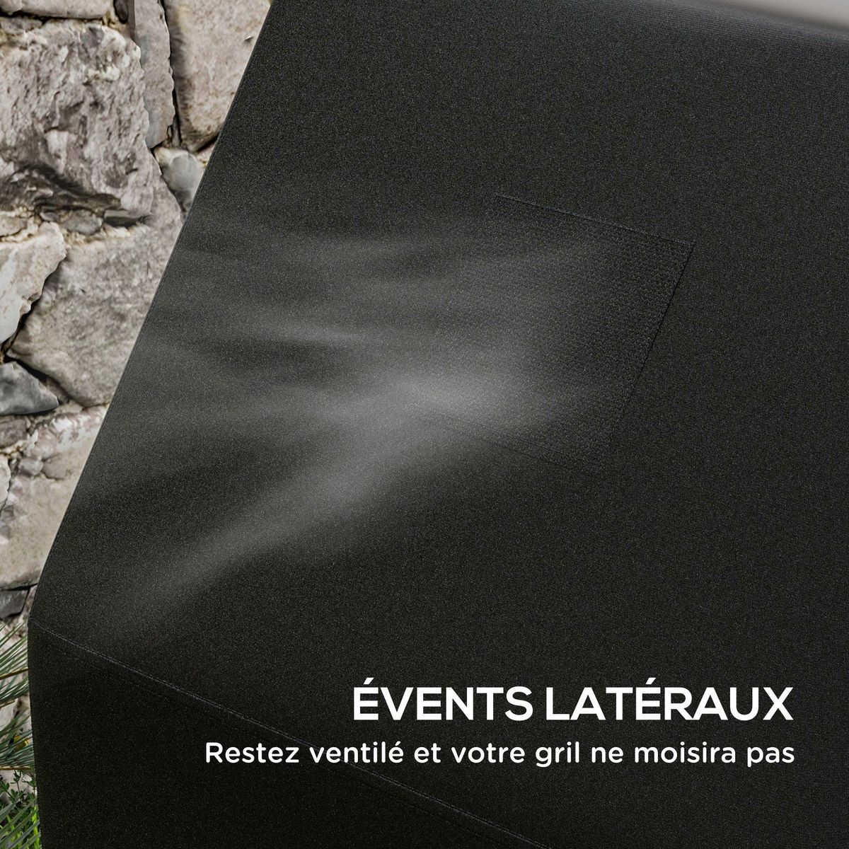 OUTSUNNY Housse de protection barbecue dim. 188L x 71l x 125H cm - imperméable, anti-UV, attaches - Oxford haute densité 300D noir